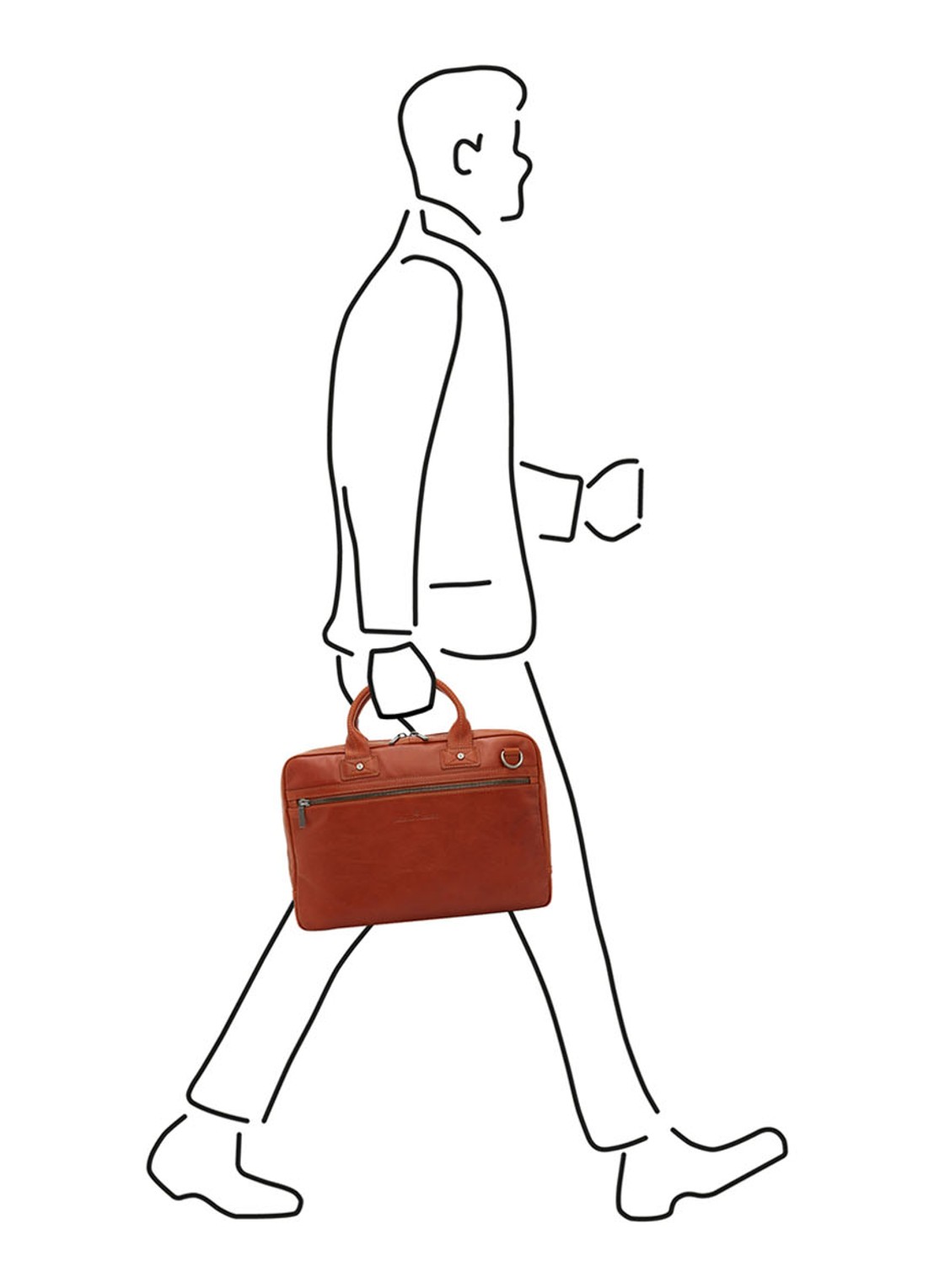 Castelijn & Beerens Firenze businesstas van leer met 15,6 inch laptopvak - detail 4 cognac
