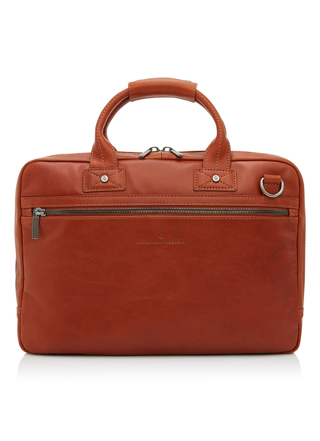 Castelijn & Beerens Firenze businesstas van leer met 15,6 inch laptopvak - voorkant cognac