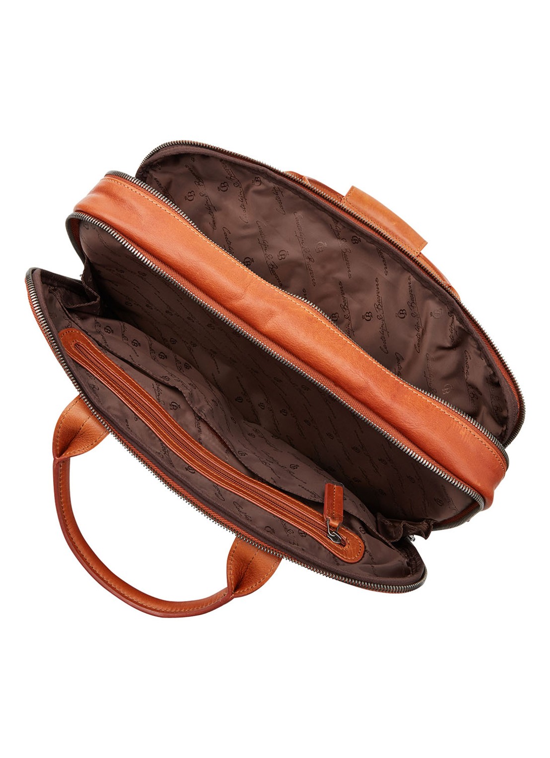 Castelijn & Beerens Firenze businesstas van leer met 15,6 inch laptopvak - detail 3 cognac