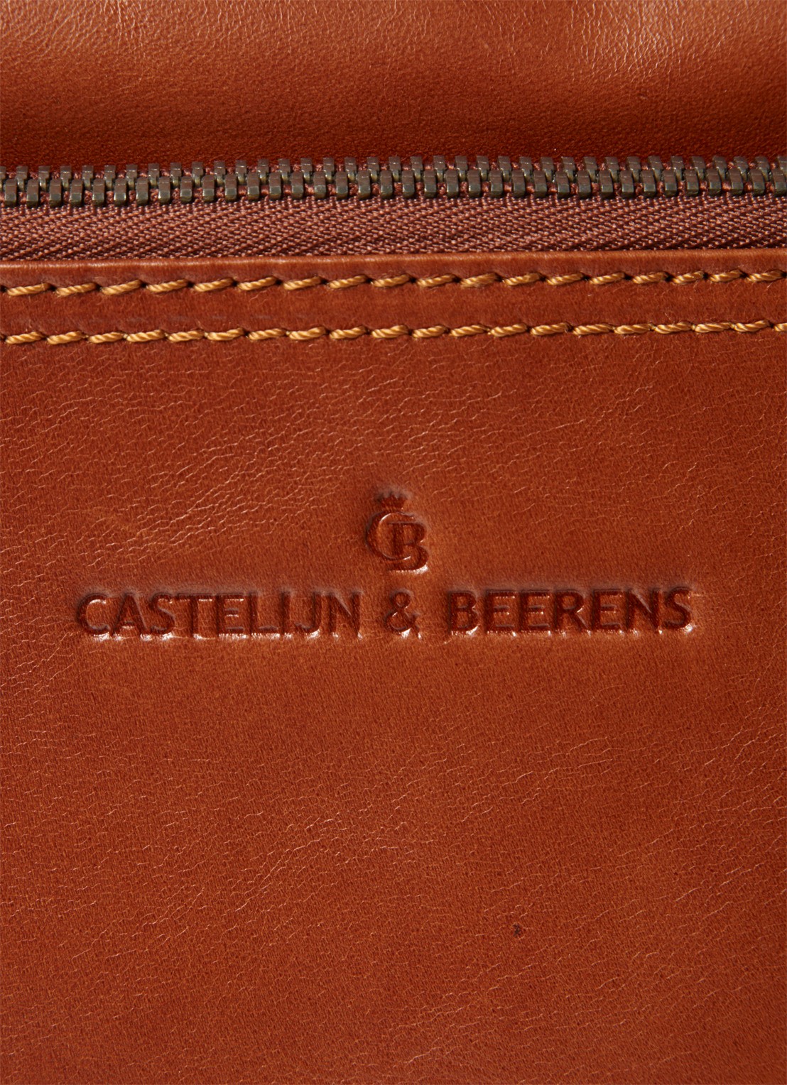 Castelijn & Beerens Firenze businesstas van leer met 15,6 inch laptopvak - detail 5 cognac