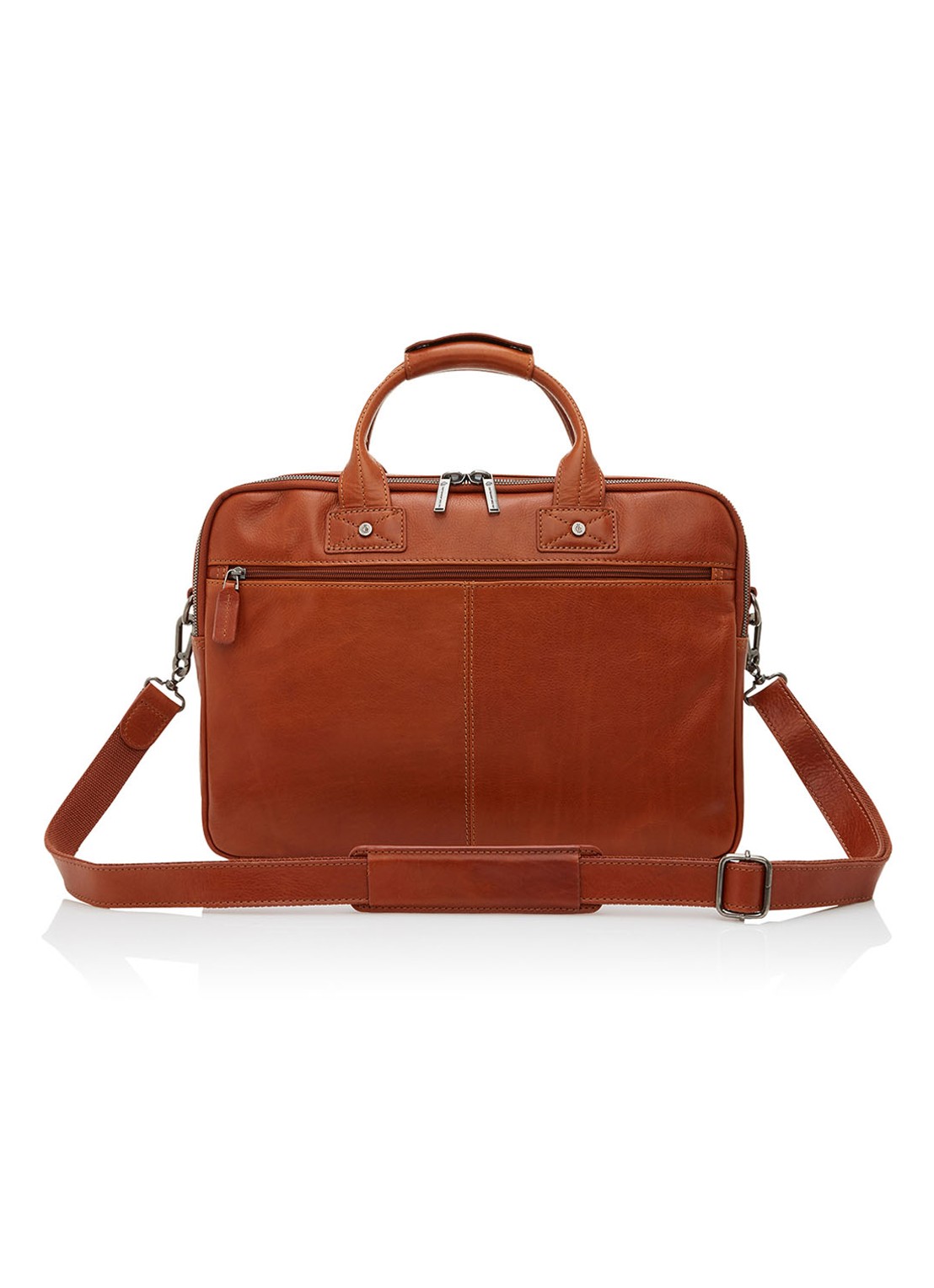 Castelijn & Beerens Firenze businesstas van leer met 15,6 inch laptopvak - voorkant 2 cognac