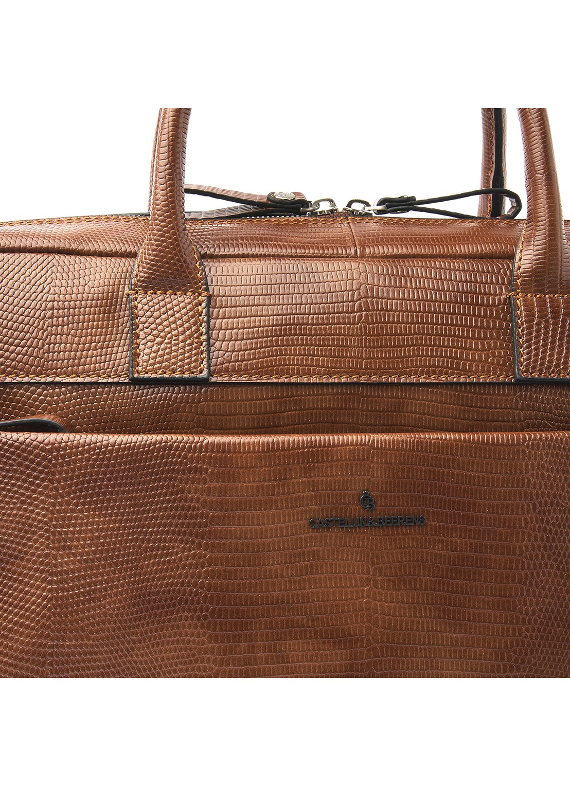 Castelijn & Beerens Ilse laptoptas met 15,6 inch laptopvak - detail cognac