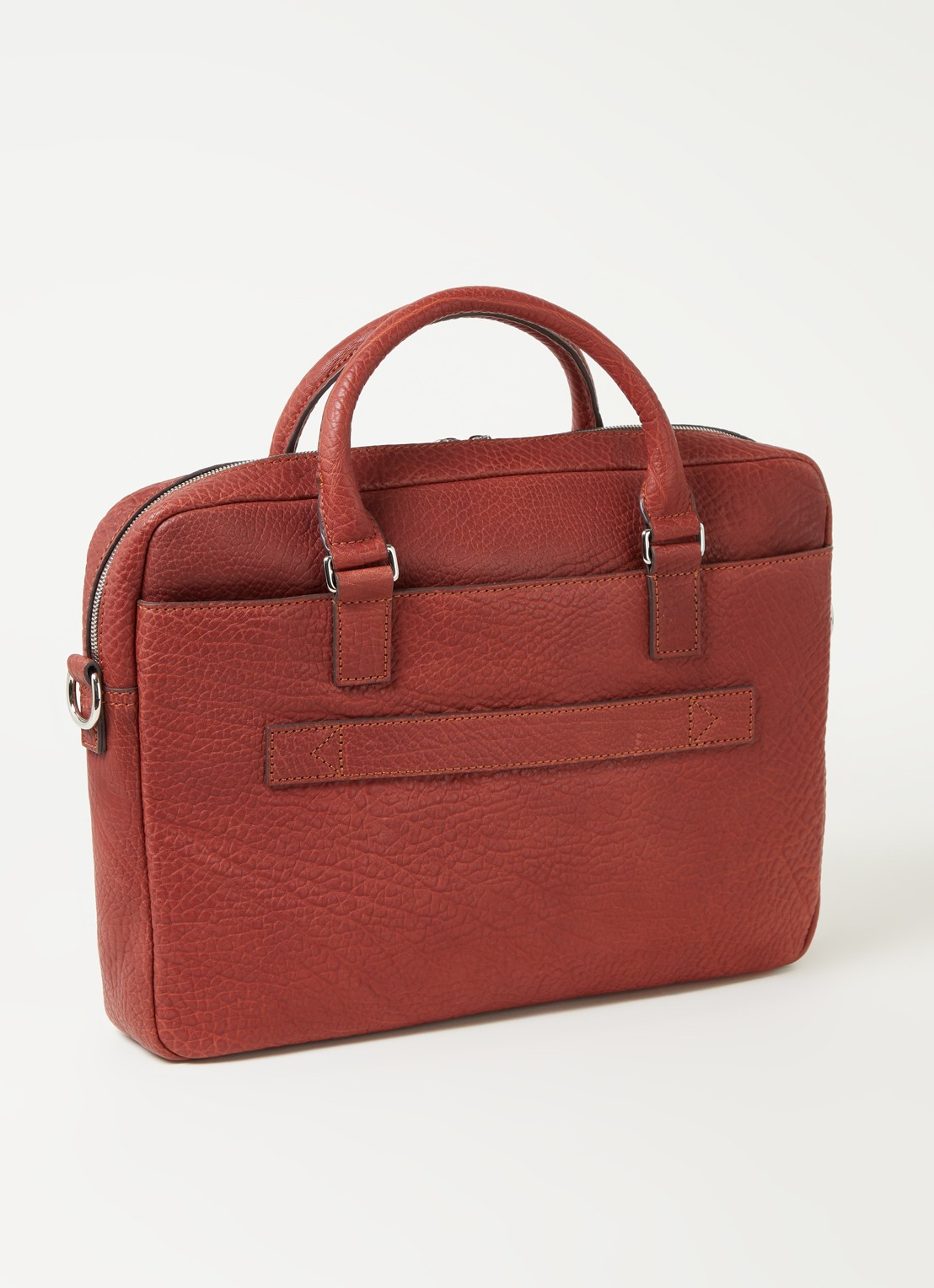 Castelijn & Beerens Laptoptas met 15 inch laptopvak van leer - achterkant oranjebruin
