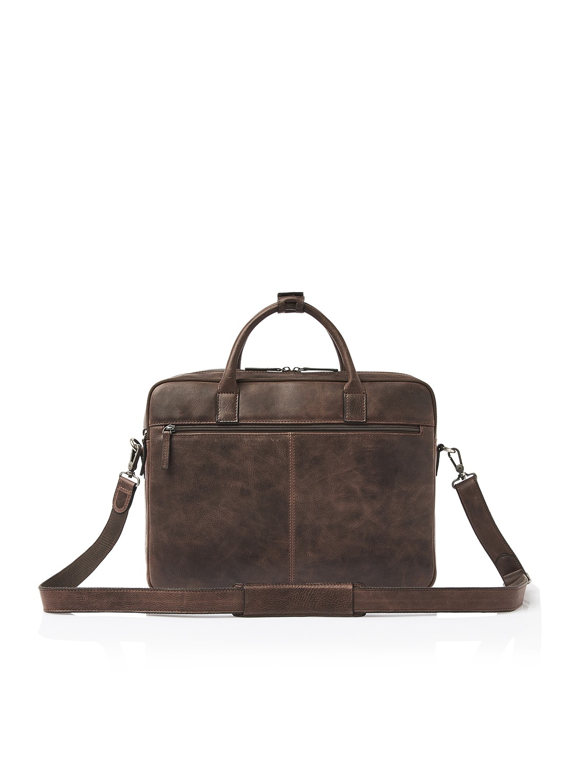 Castelijn & Beerens Laptoptas van leer met 15,6 inch laptopvak - achterkant 7 bruin