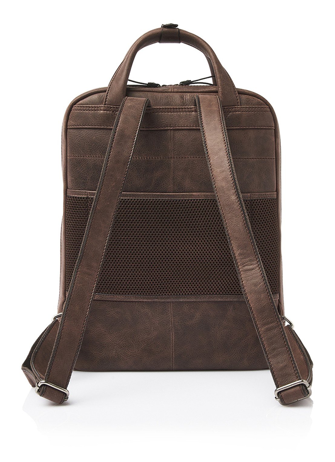 Castelijn & Beerens Laptoptas van leer met 15,6 inch laptopvak - achterkant bruin