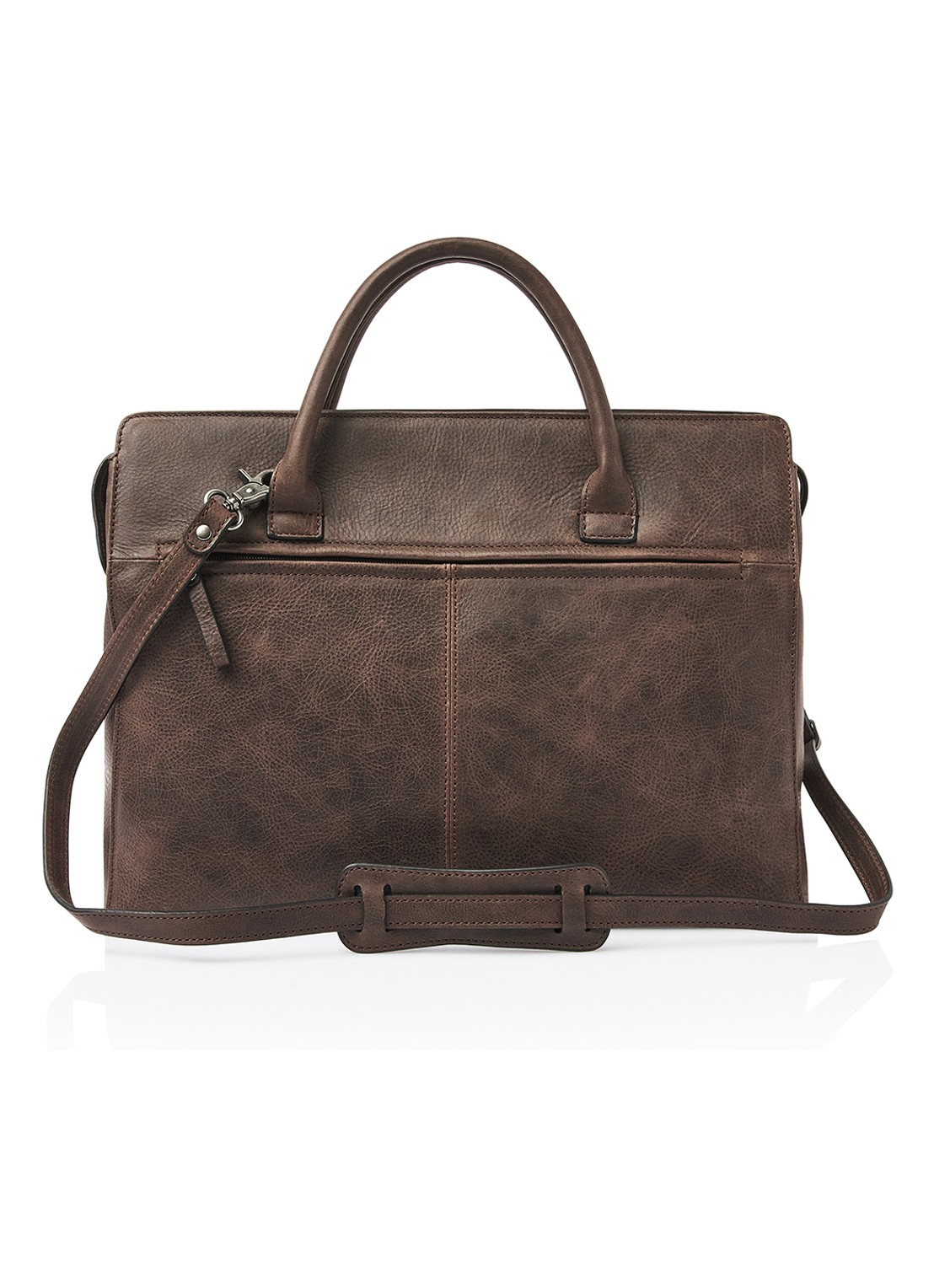 Castelijn & Beerens Laptoptas van leer met 15,6 inch laptopvak - achterkant bruin