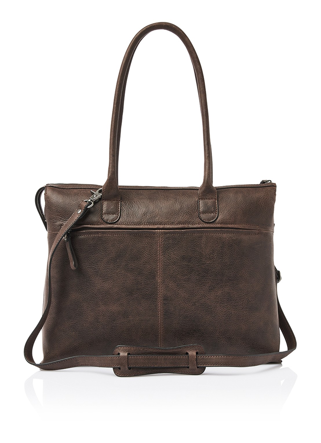 Castelijn & Beerens Laptoptas van leer met 15,6 inch laptopvak - achterkant bruin