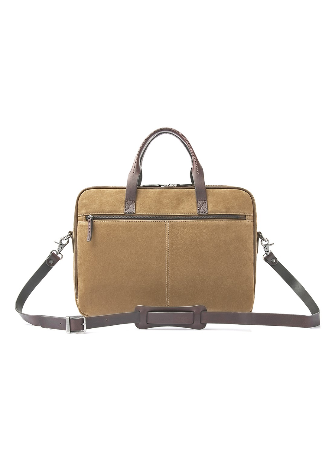 Castelijn & Beerens Laptoptas van nubuck met 15 inch laptopvak - achterkant camel