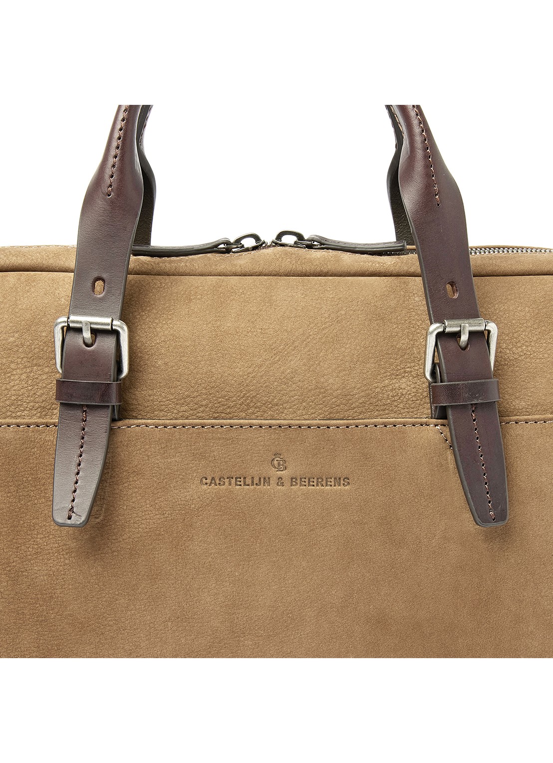 Castelijn & Beerens Laptoptas van nubuck met 15 inch laptopvak - detail 2 camel