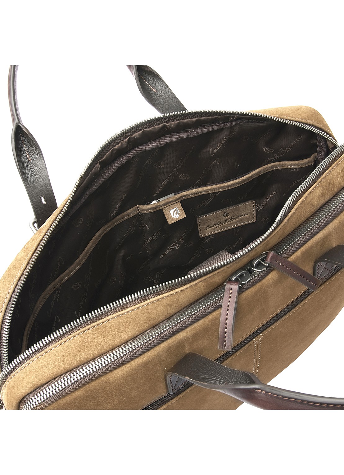 Castelijn & Beerens Laptoptas van nubuck met 15 inch laptopvak - detail 5 camel