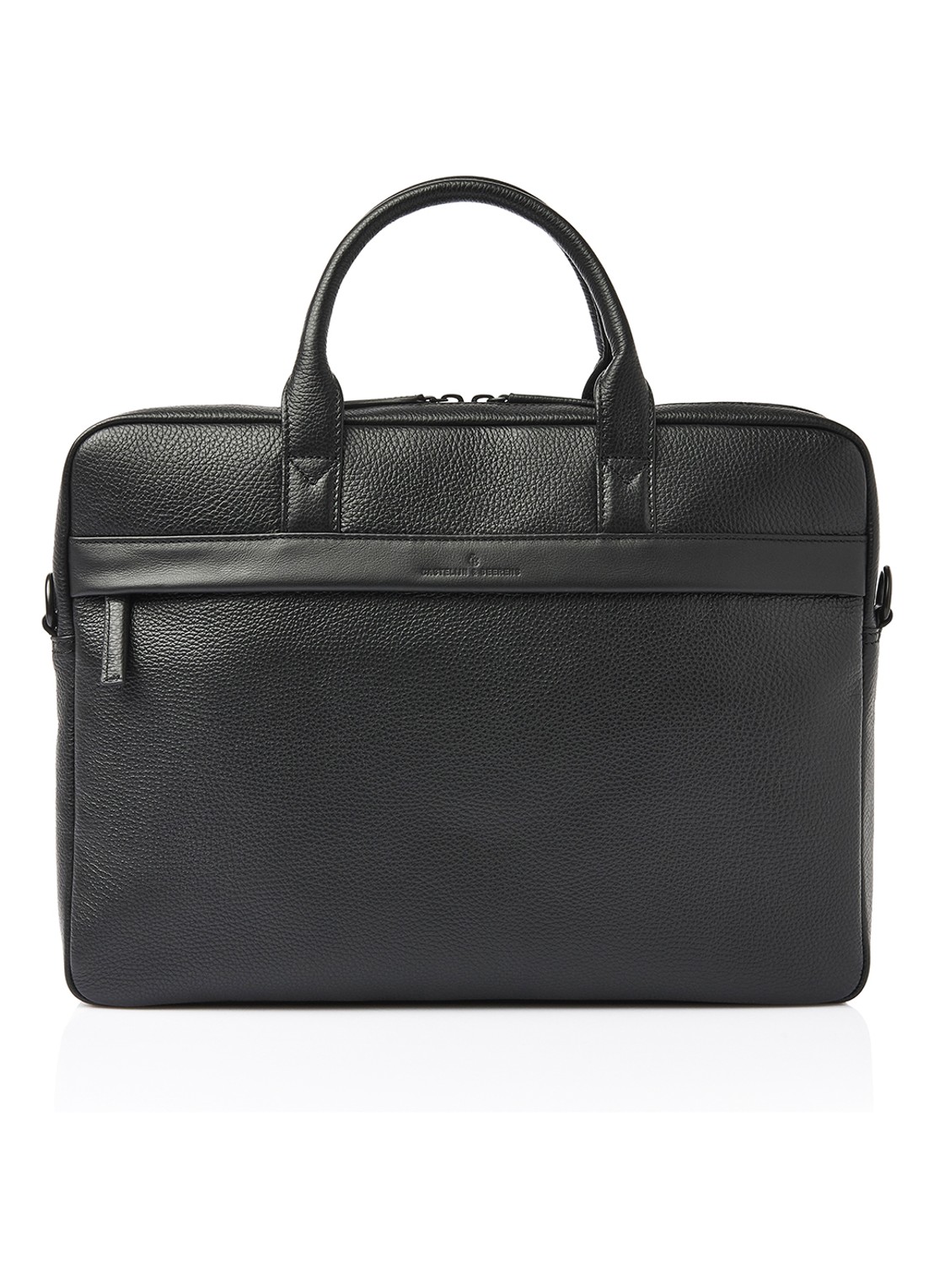 Castelijn & Beerens Moss laptoptas van leer met 17 inch laptopvak - voorkant zwart