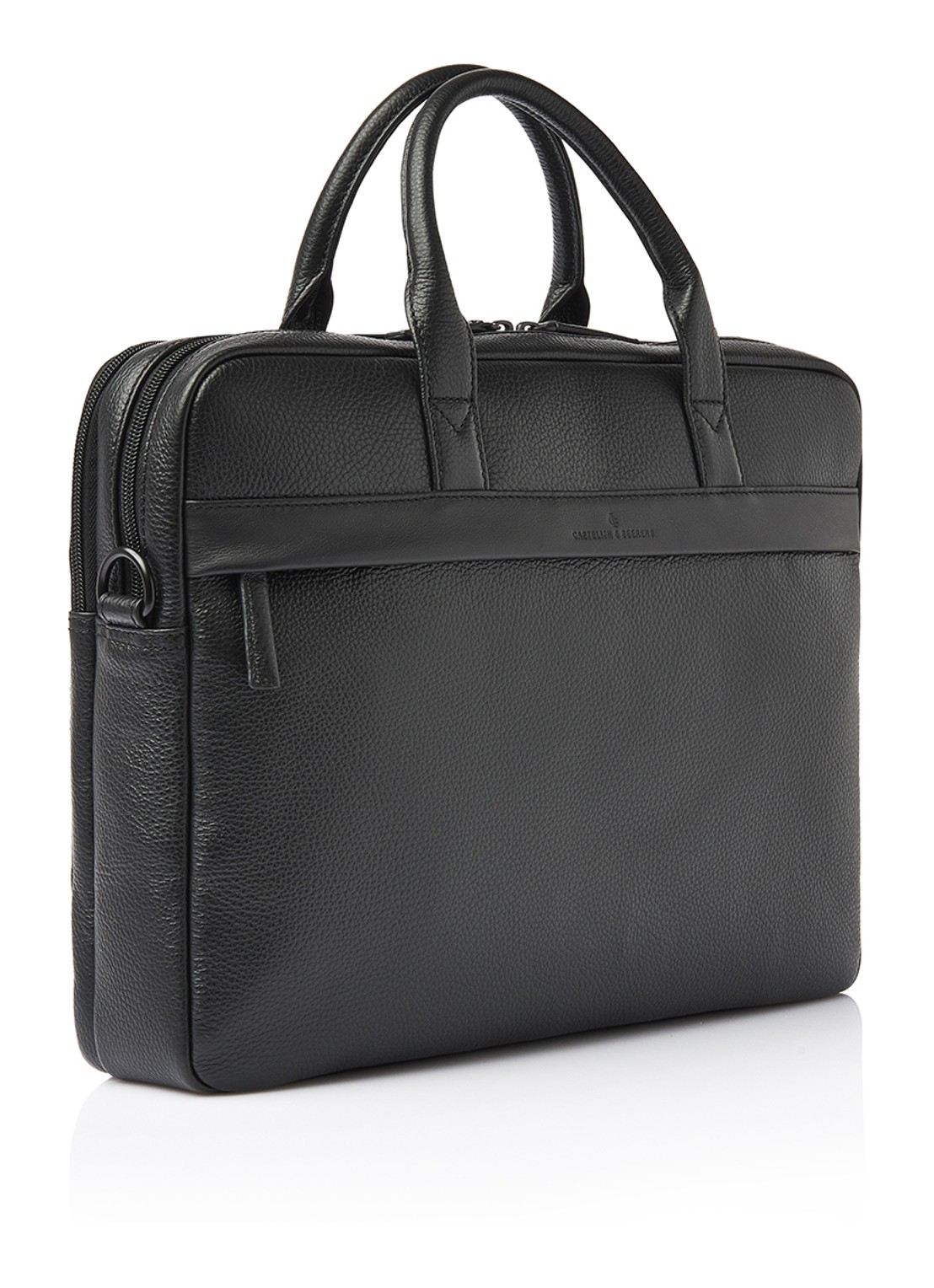 Castelijn & Beerens Moss laptoptas van leer met 17 inch laptopvak - voorkant 2 zwart