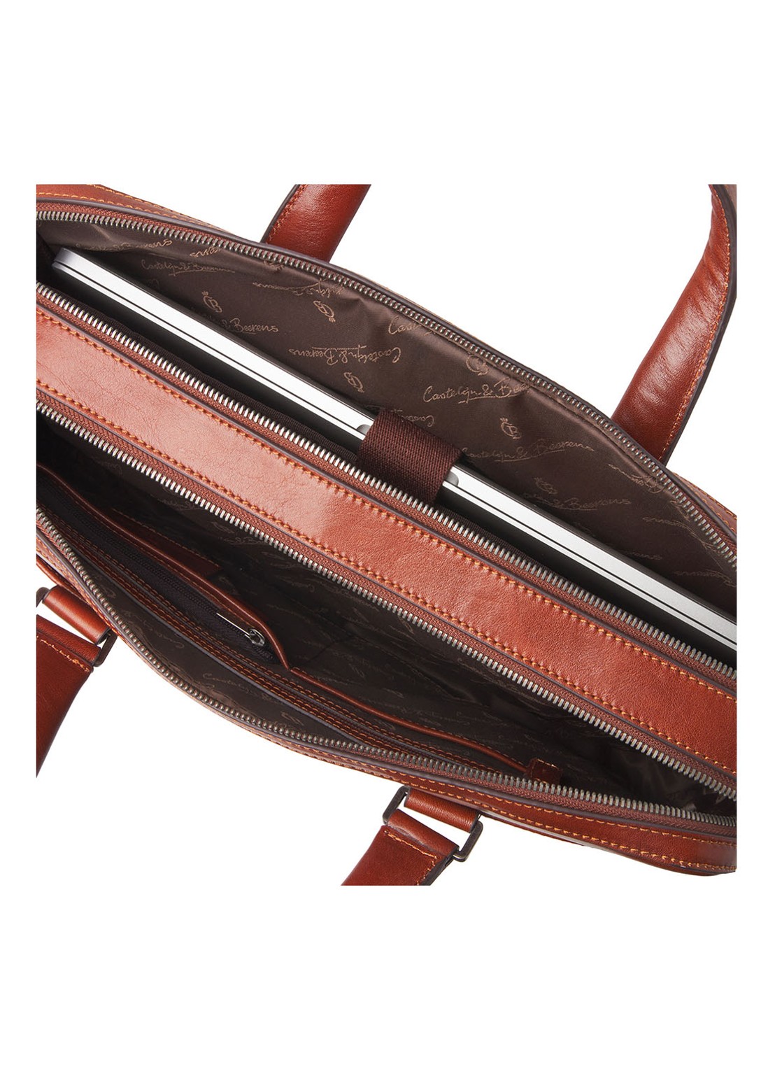 Castelijn & Beerens Paul businesstas van leer met 15,6 inch laptopvak - detail 6 cognac