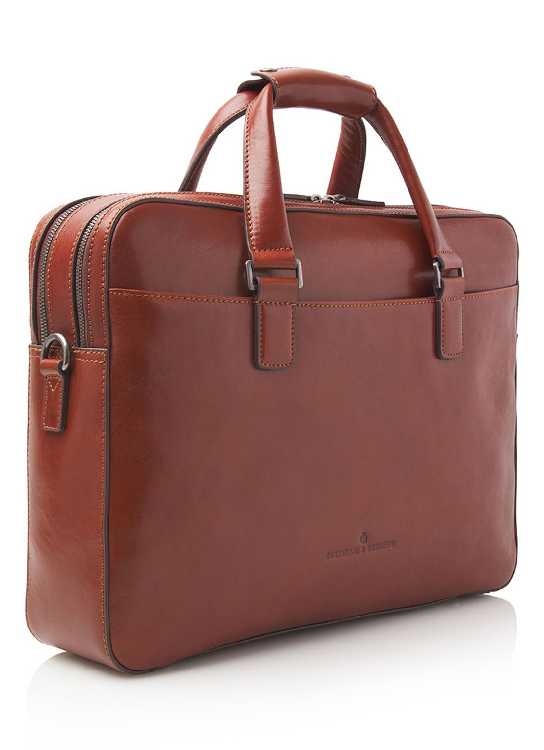 Castelijn & Beerens Paul businesstas van leer met 15,6 inch laptopvak - voorkant 2 cognac