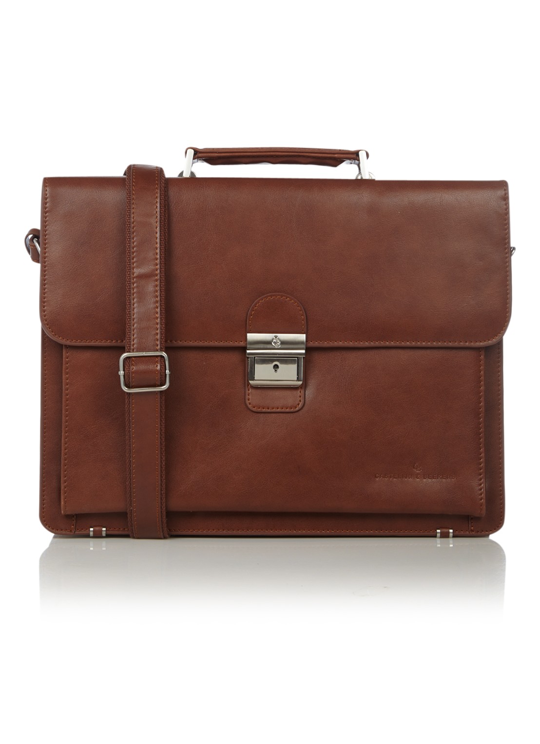 Castelijn & Beerens Realta businesstas van leer met 13.3 inch laptopvak - voorkant 4 cognac