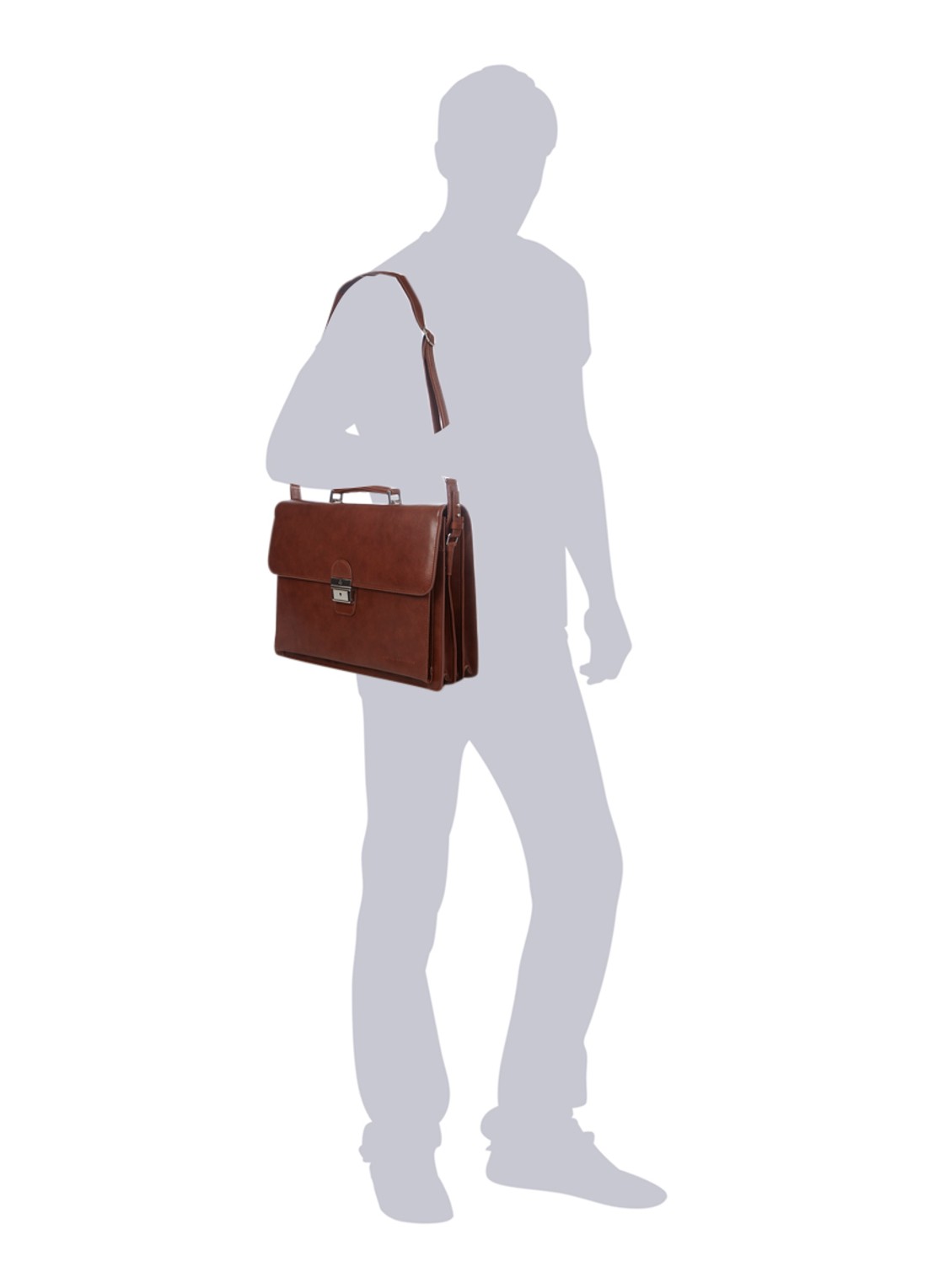 Castelijn & Beerens Realta businesstas van leer met 15,4 inch laptopvak - detail 2 cognac