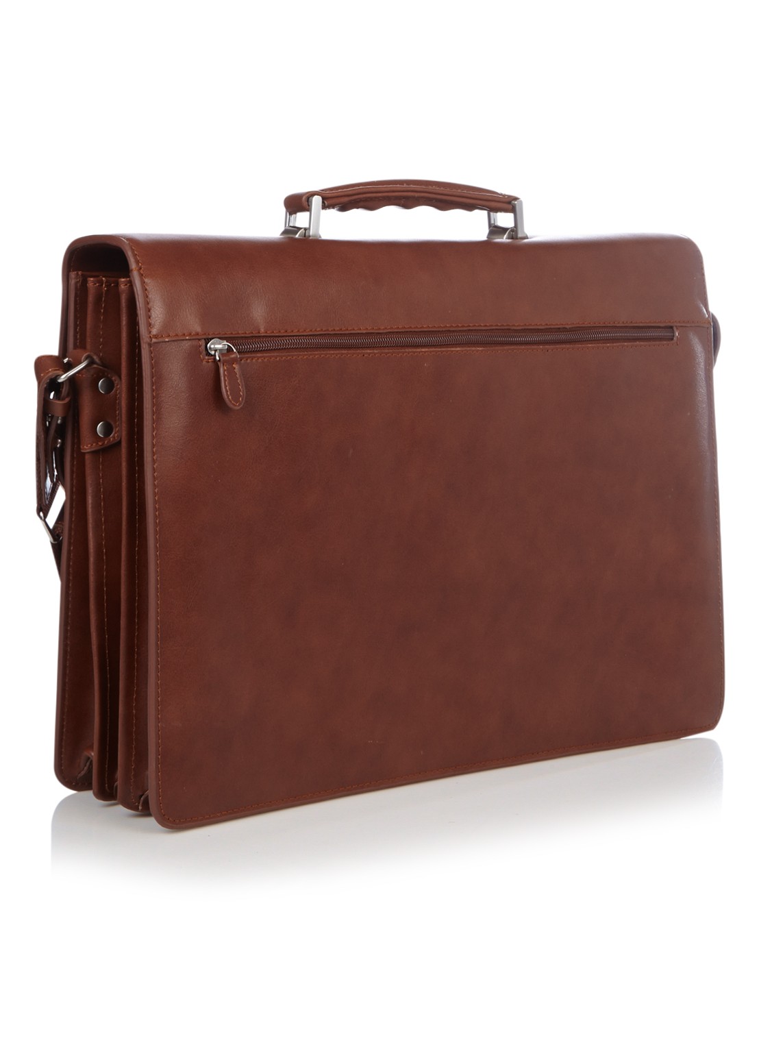 Castelijn & Beerens Realta businesstas van leer met 15,4 inch laptopvak - detail 3 cognac