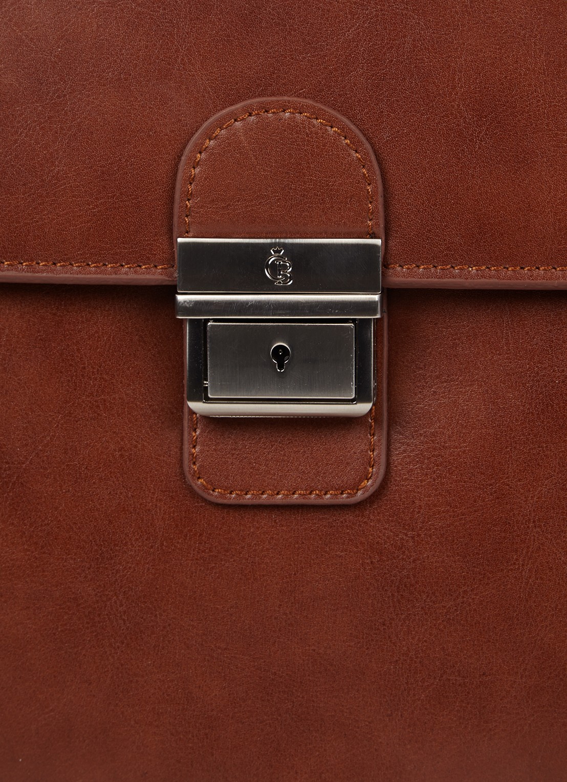Castelijn & Beerens Realta businesstas van leer met 15,4 inch laptopvak - detail 5 cognac