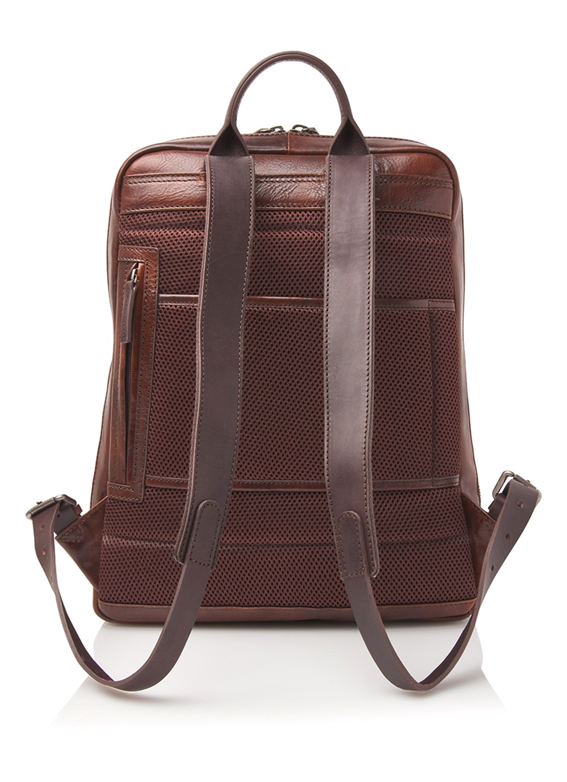 Castelijn & Beerens Rien rugzak van leer met 15,6 inch laptopvak - achterkant 8 cognac