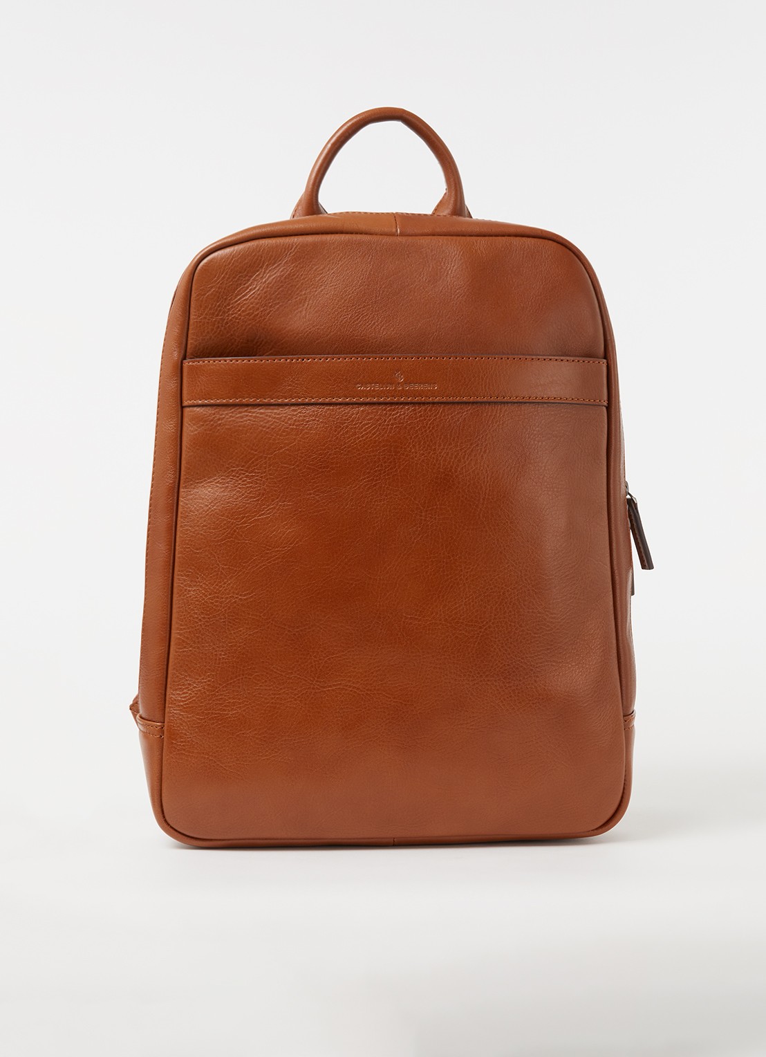 Castelijn & Beerens Rugzak van leer met 15,6 inch laptopvak - voorkant 2 roestbruin