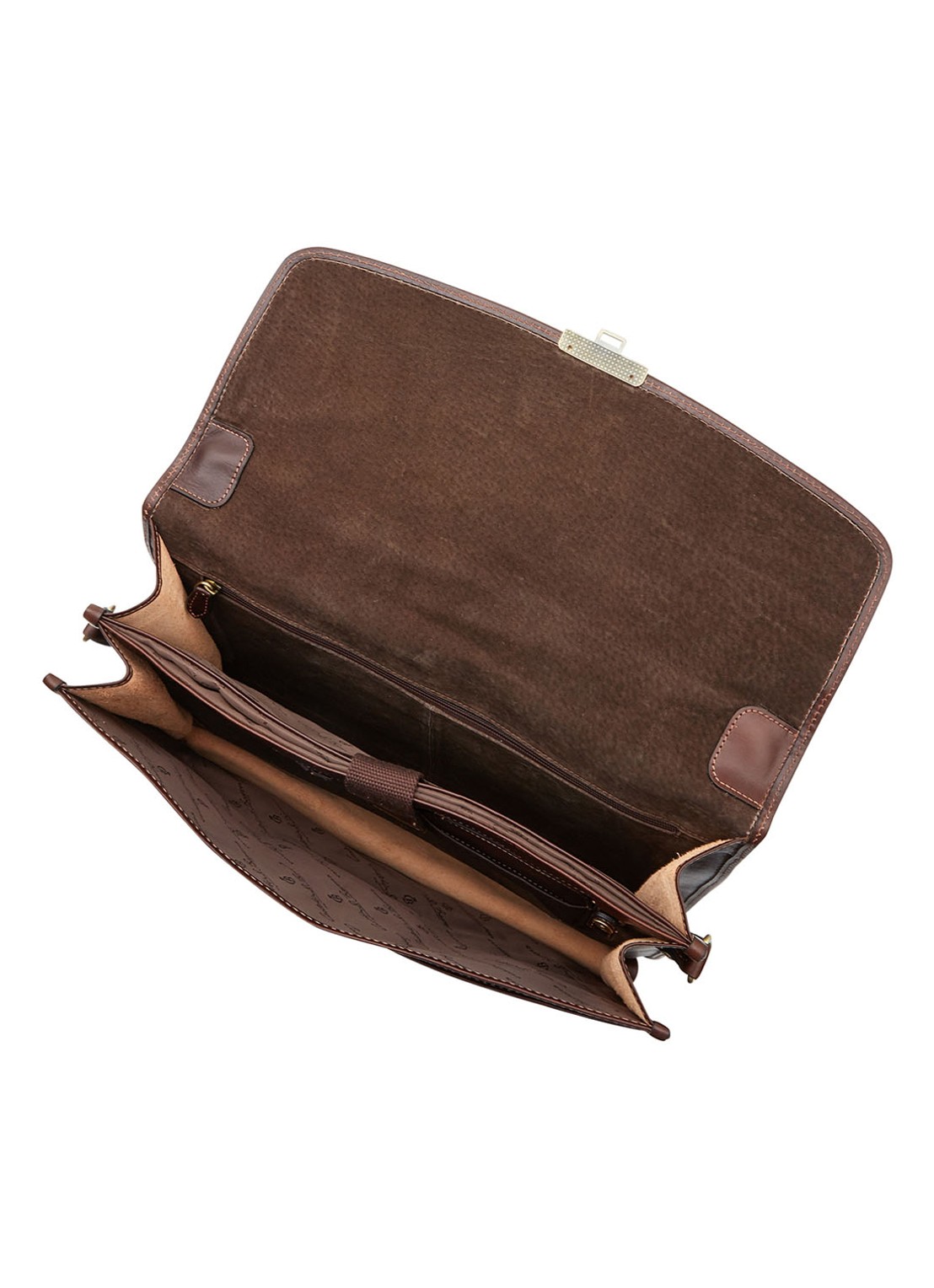Castelijn & Beerens Verona businesstas van leer met 13,3 inch laptopvak - detail donkerbruin