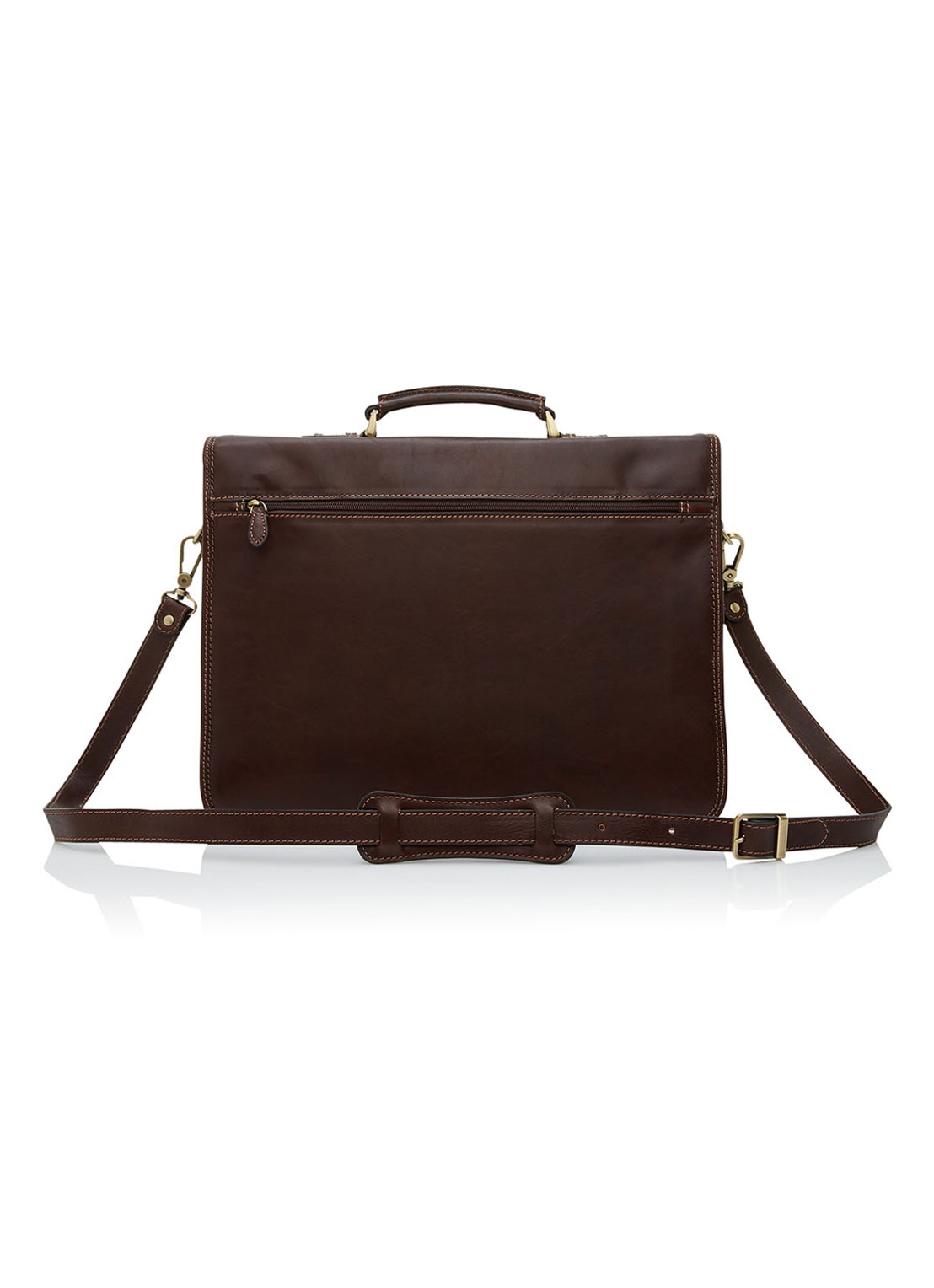 Castelijn & Beerens Verona businesstas van leer met 13,3 inch laptopvak - voorkant 4 donkerbruin