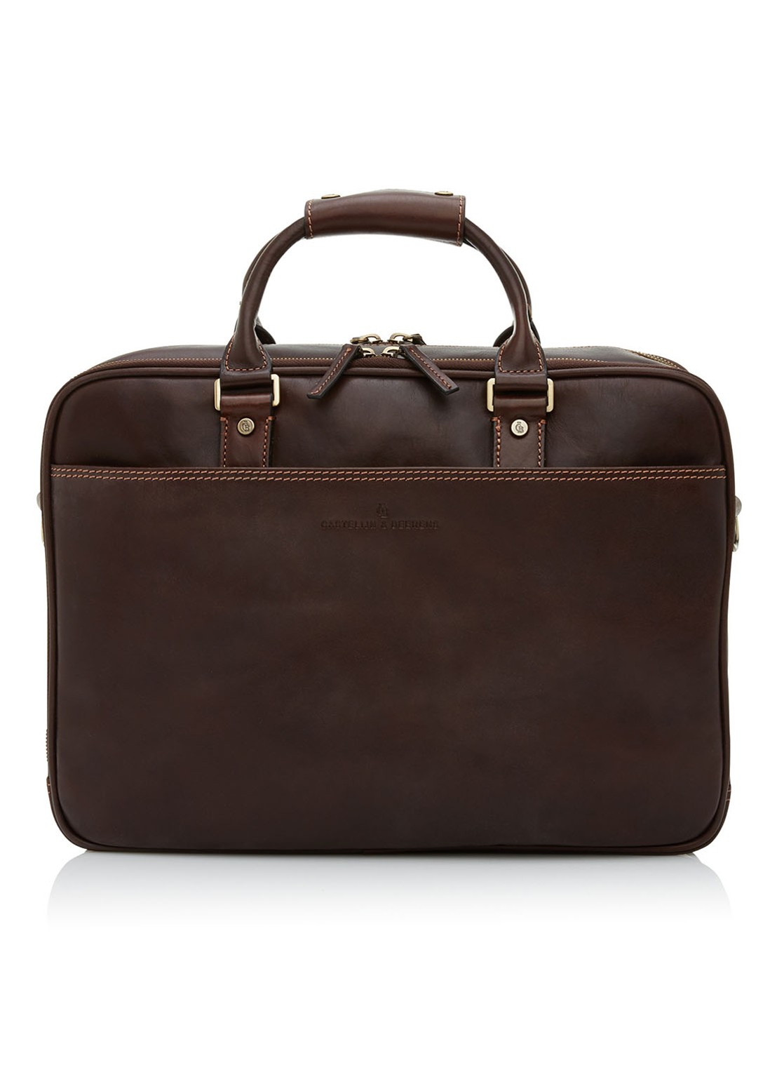 Castelijn & Beerens Verona businesstas van leer met 15,6 inch laptopvak - voorkant 3 donkerbruin