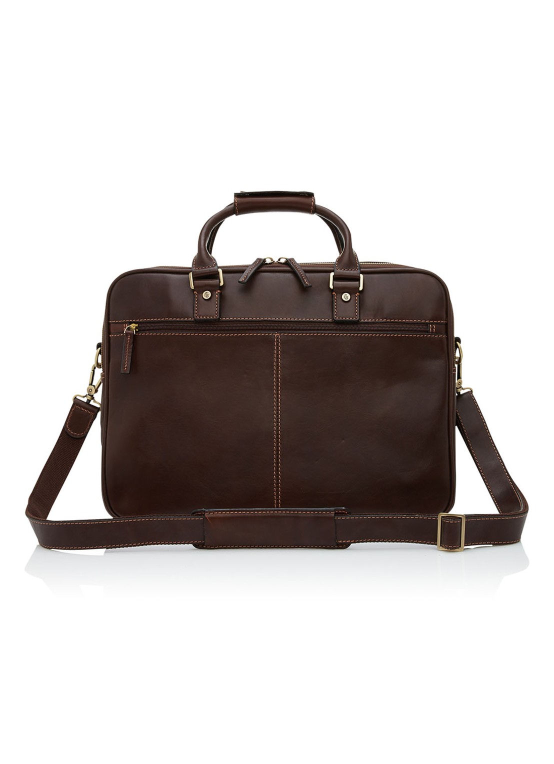 Castelijn & Beerens Verona businesstas van leer met 15,6 inch laptopvak - voorkant 4 donkerbruin