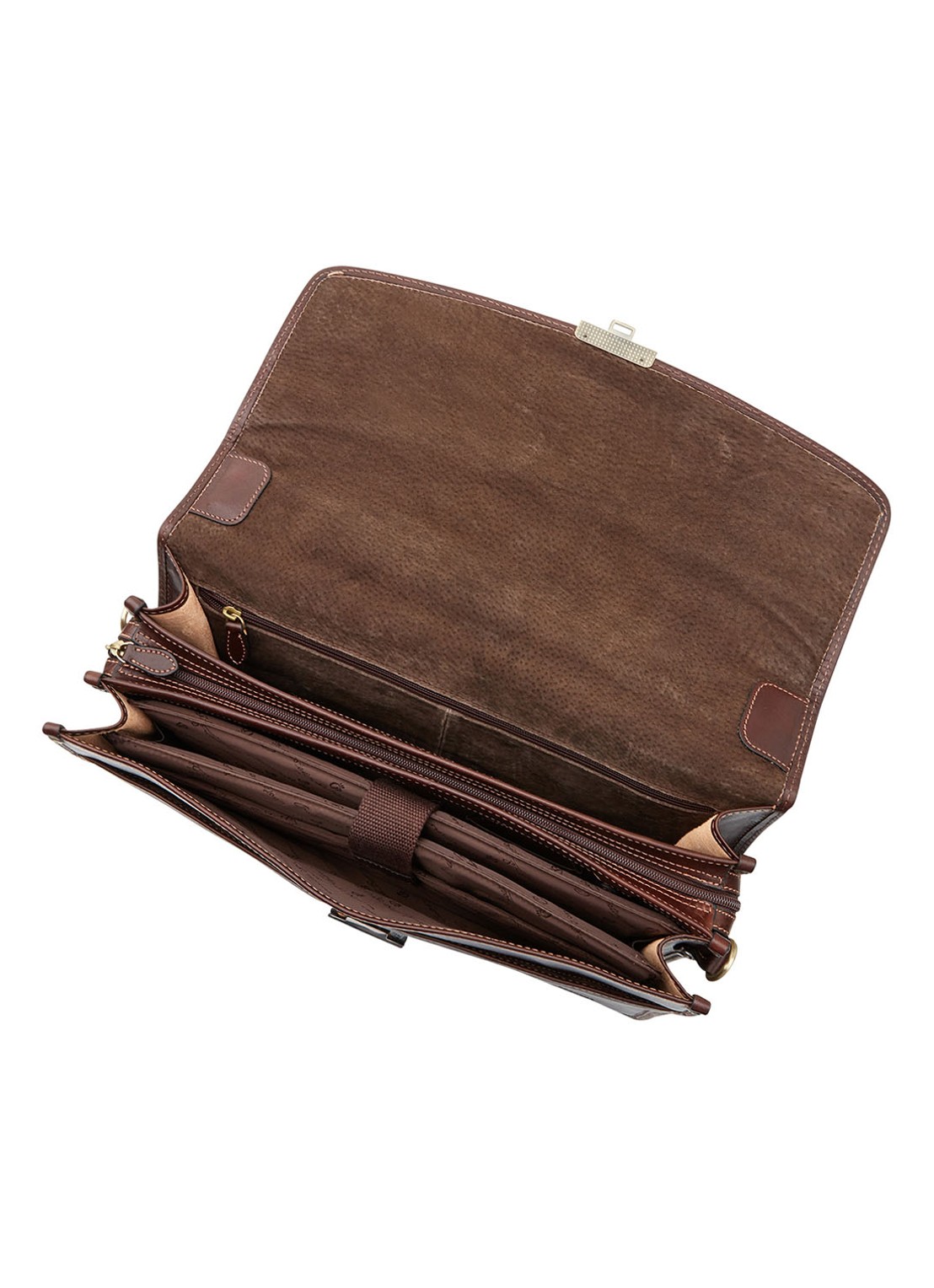 Castelijn & Beerens Verona businesstas van leer met 15,6 inch laptopvak - detail bruin