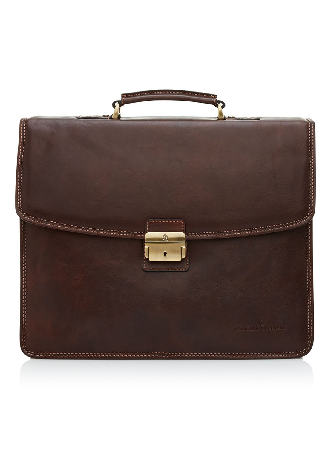 Castelijn & Beerens Verona businesstas van leer met 15,6 inch laptopvak - voorkant 4 bruin