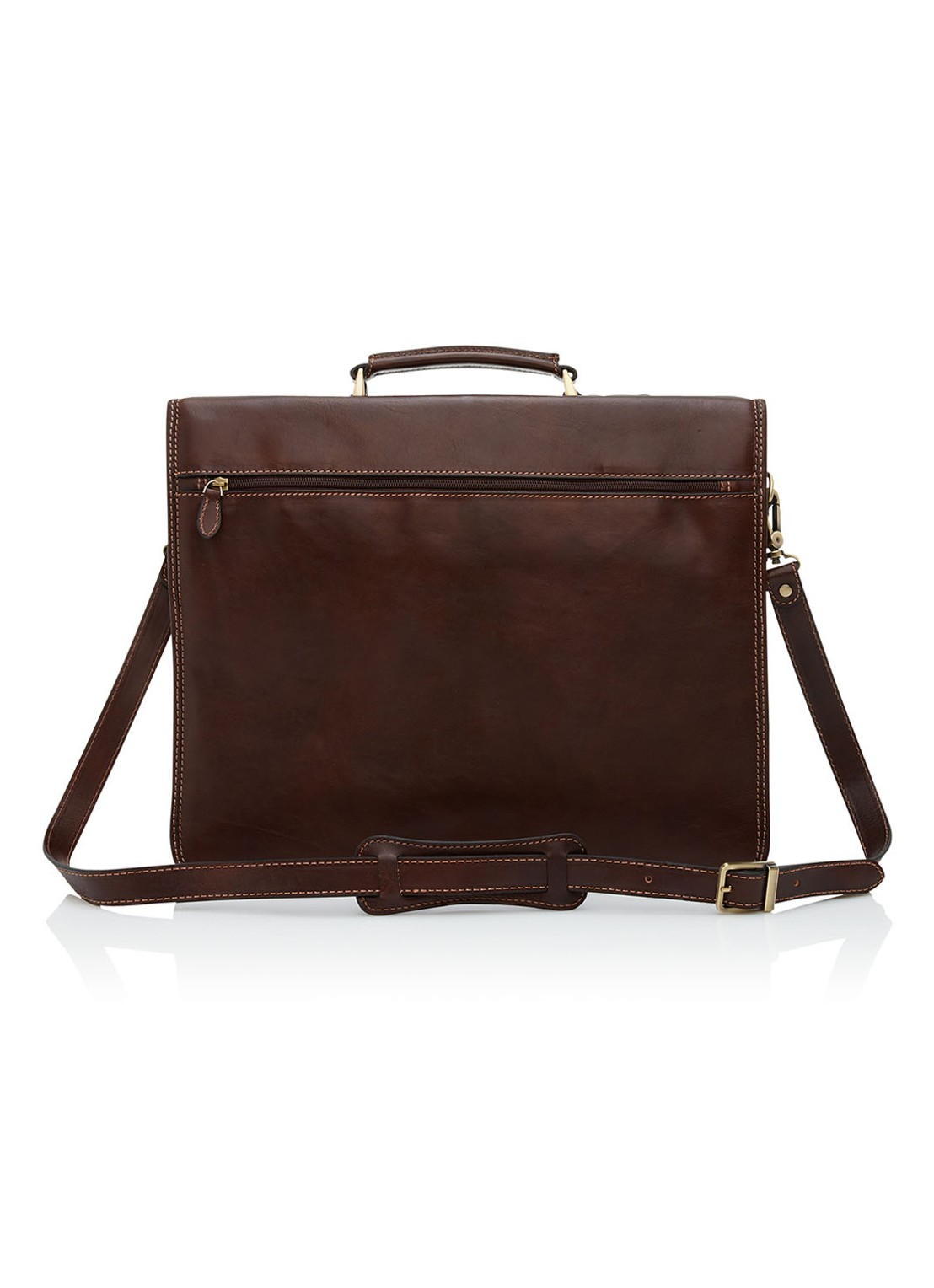 Castelijn & Beerens Verona businesstas van leer met 15,6 inch laptopvak - voorkant 5 bruin