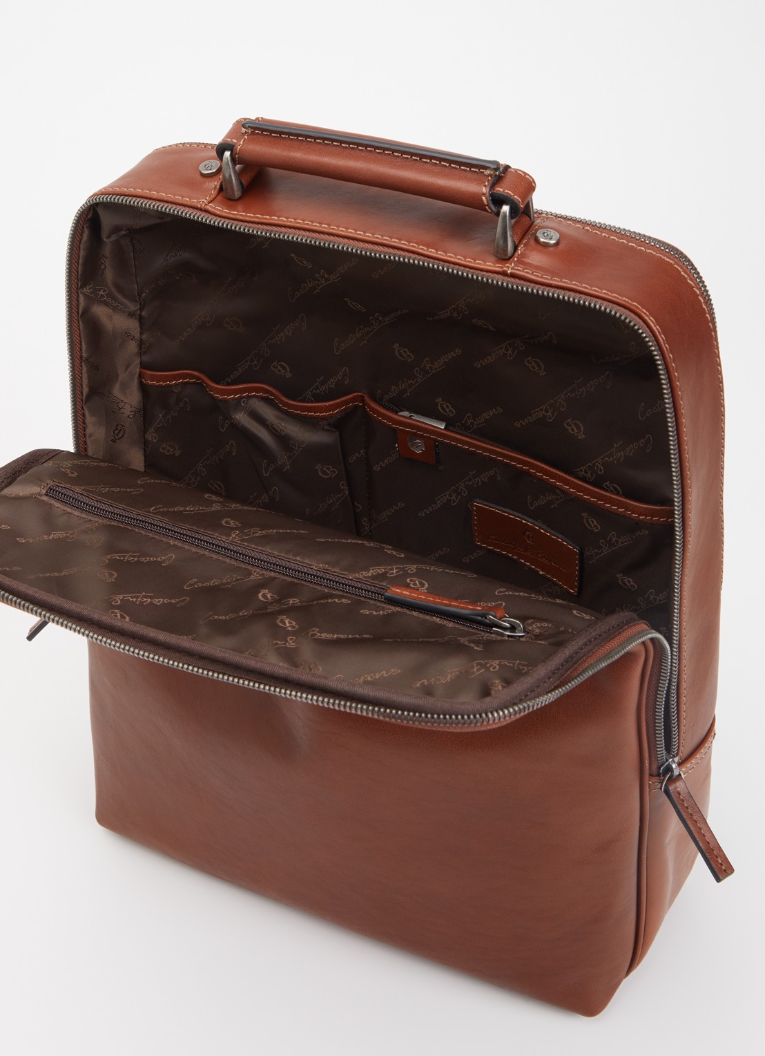 Castelijn & Beerens Verona laptoptas van leer met 15,6 inch laptopvak  - detail 3 roodbruin