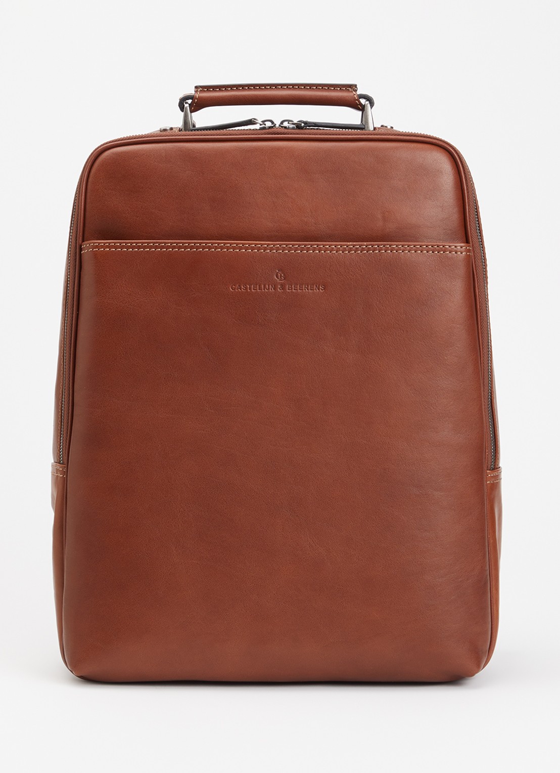 Castelijn & Beerens Verona laptoptas van leer met 15,6 inch laptopvak  - voorkant 2 roodbruin