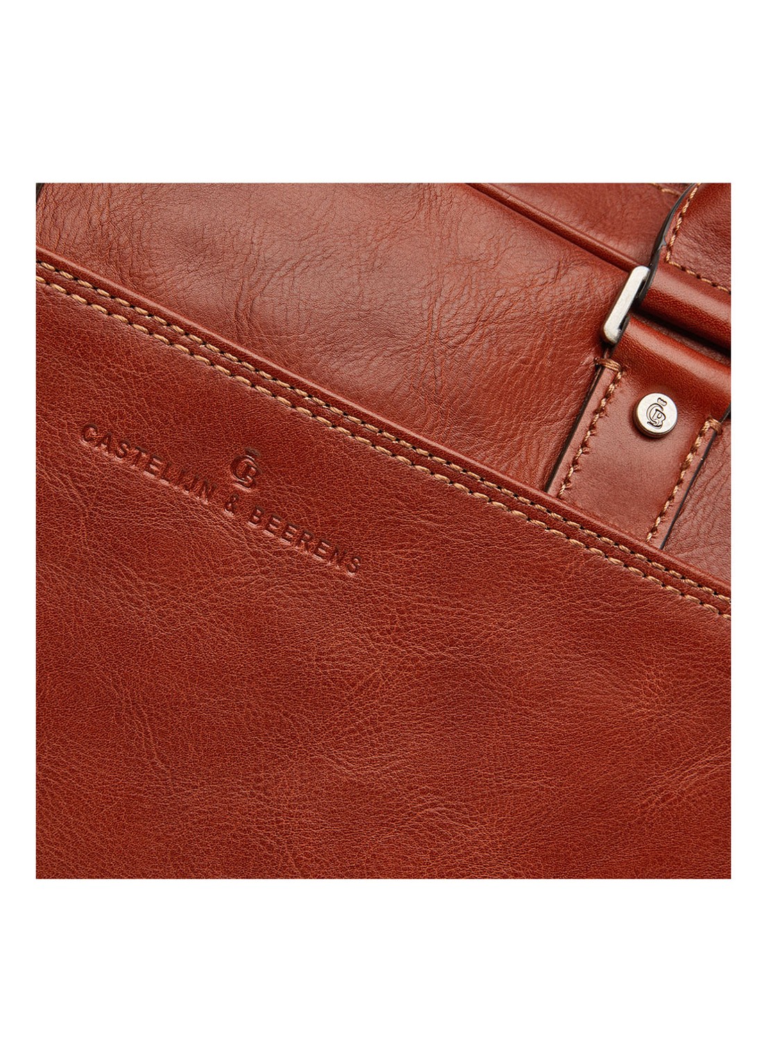 Castelijn & Beerens Verona laptoptas van leer met 15 inch laptopvak - detail 2 cognac