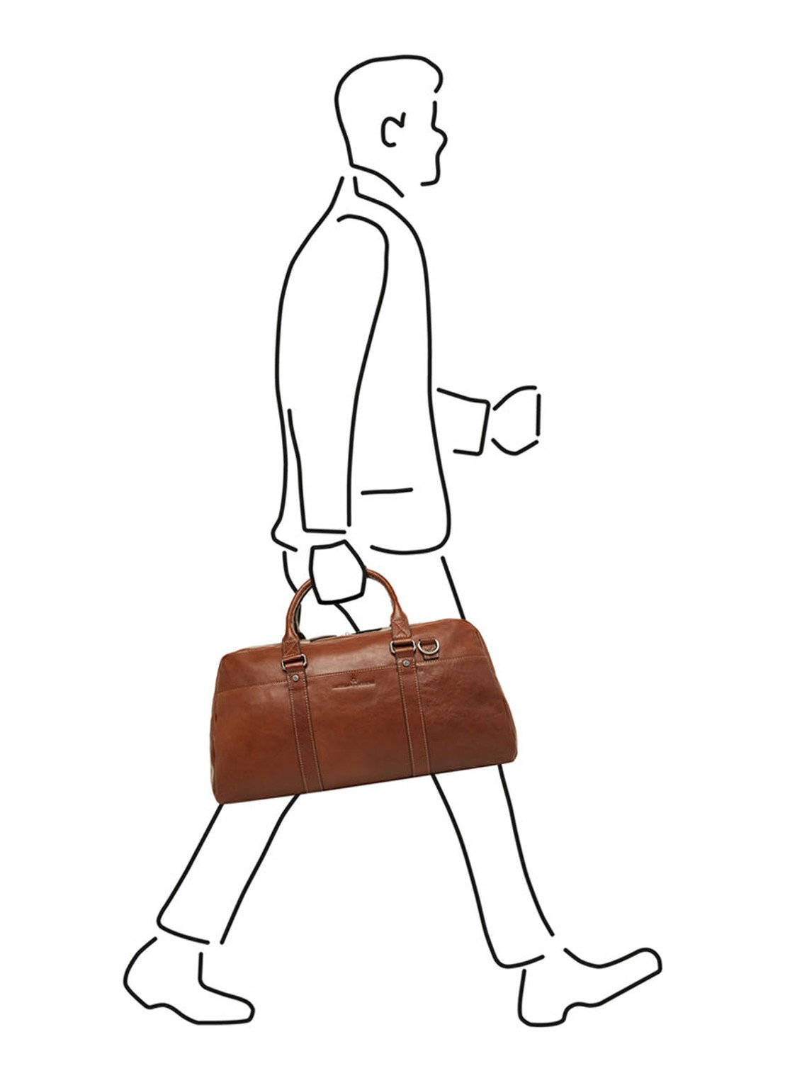 Castelijn & Beerens Verona weekendtas RFID van leer  - detail 2 cognac