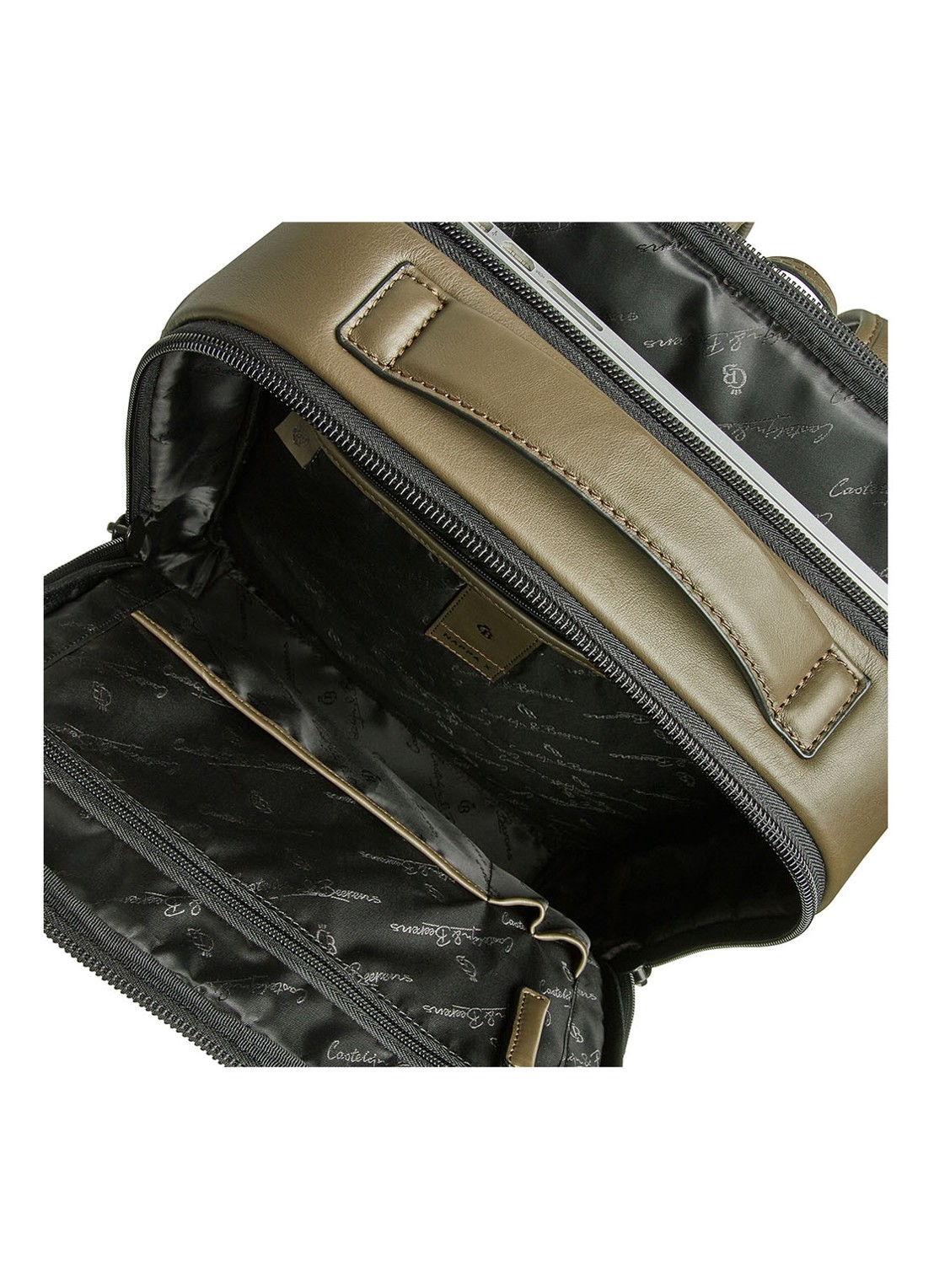 Castelijn & Beerens Victor rugzak van leer met 15,6 inch laptopvak - detail 5 legergroen