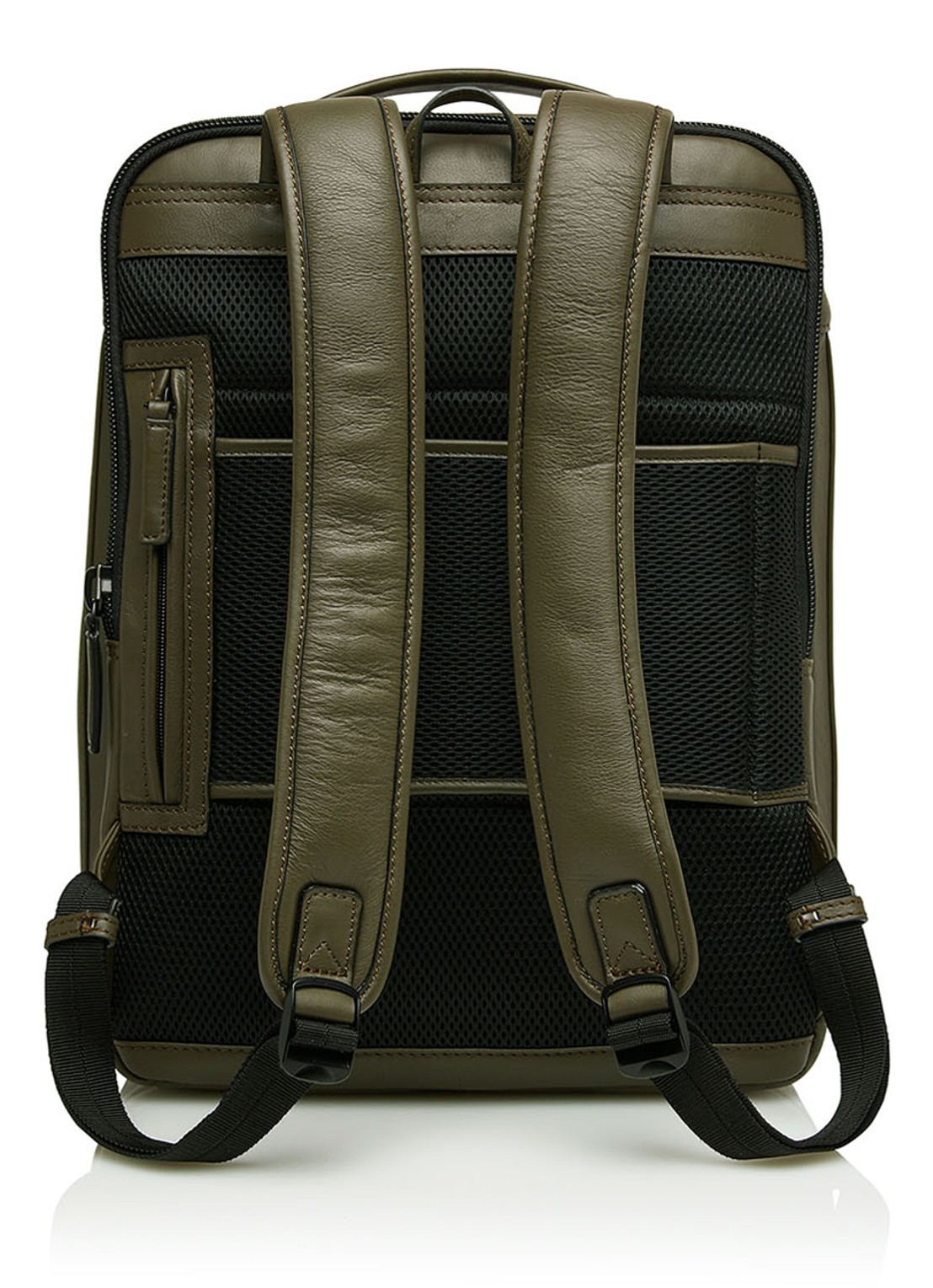 Castelijn & Beerens Victor rugzak van leer met 15,6 inch laptopvak - voorkant 2 legergroen