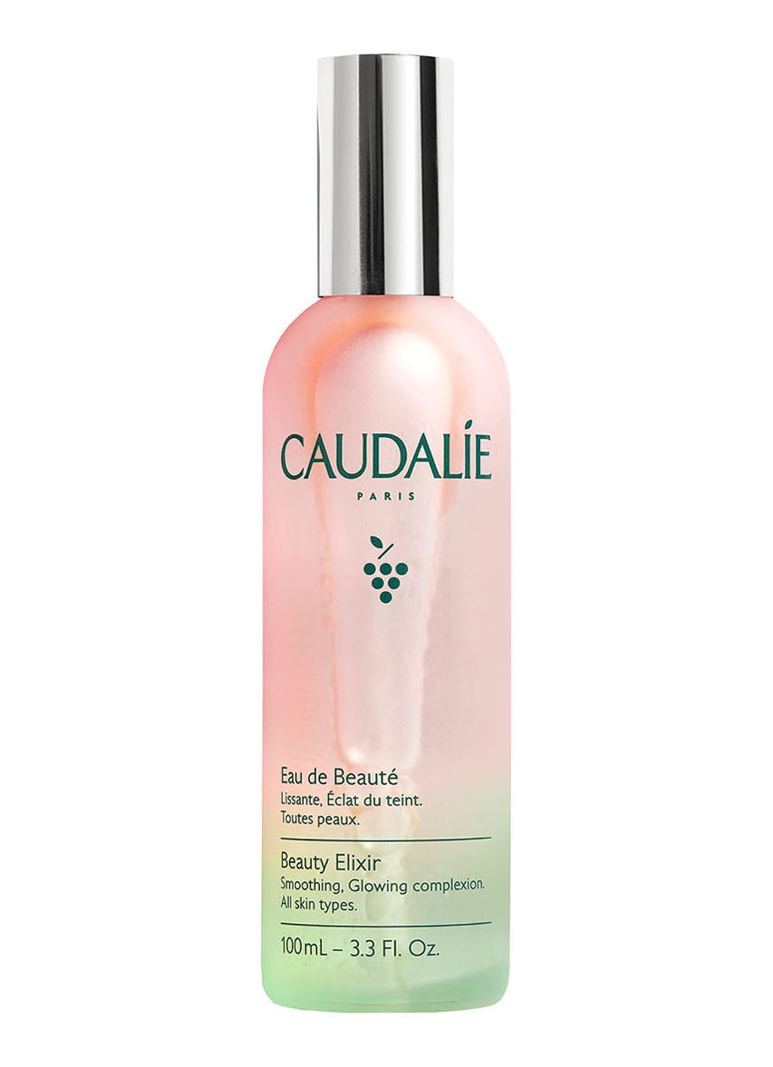 Caudalie Beauty Elixir - 2-in-1 verzorgende face mist & make-up setting spray - voorkant roze