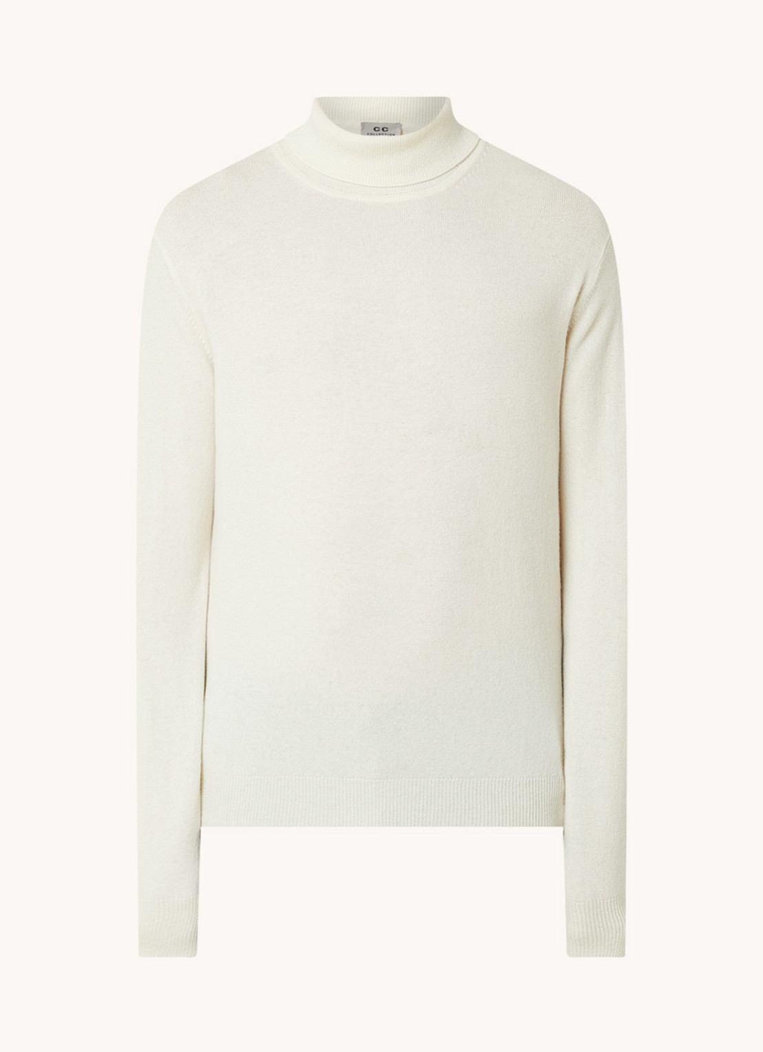 CC Collection Corneliani Fijngebreide coltrui in kasjmierblend - voorkant creme