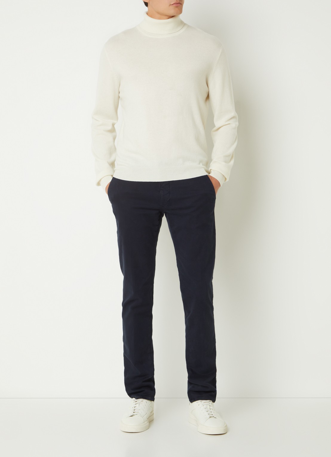 CC Collection Corneliani Fijngebreide coltrui in kasjmierblend - voorkant 2 creme