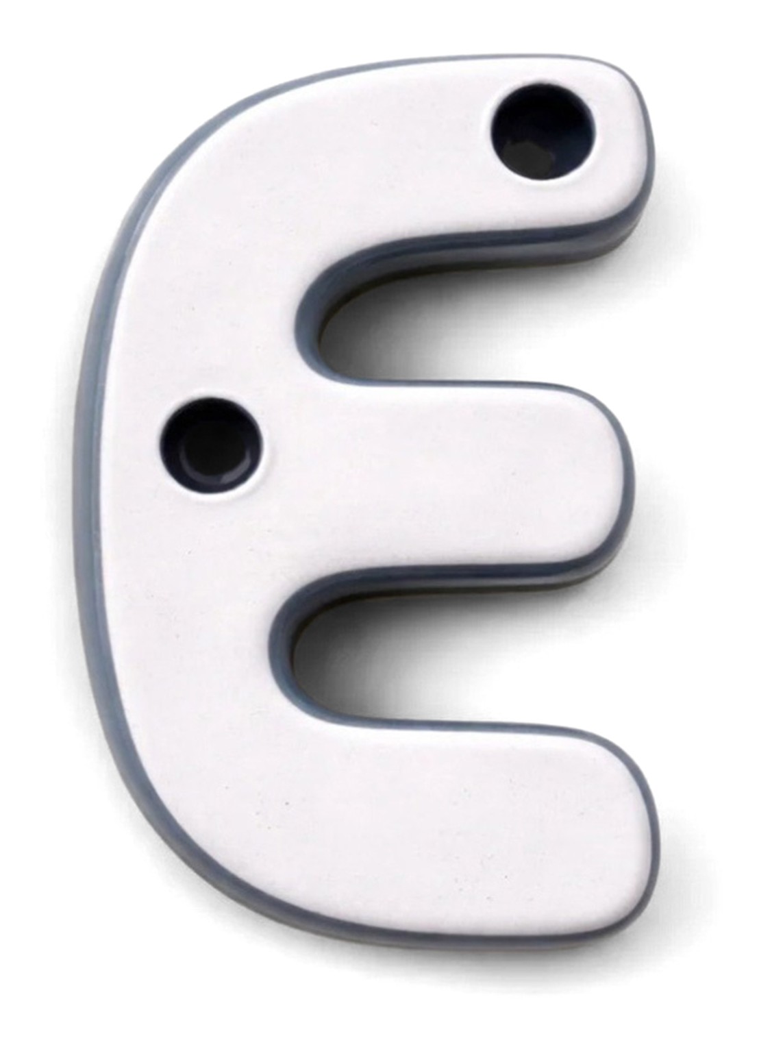 Ceramics by Romy Letter E hanger 10 cm - voorkant 2 grijs