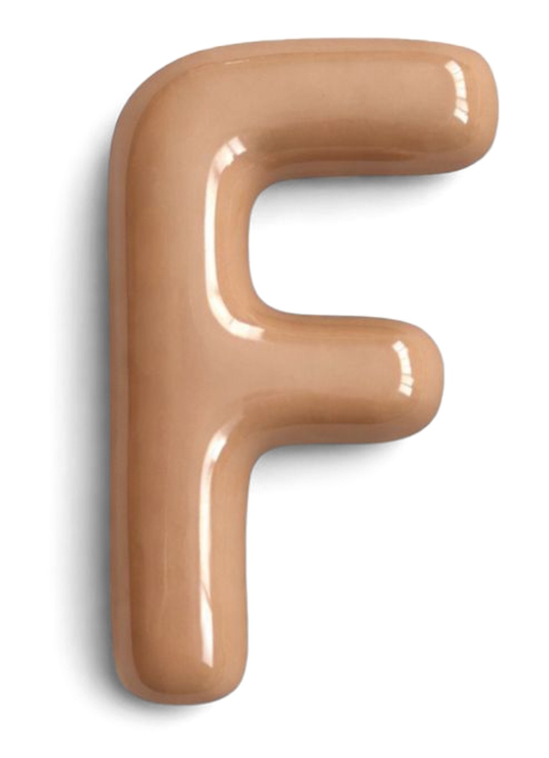 Ceramics by Romy Letter F hanger 10 cm - voorkant beige