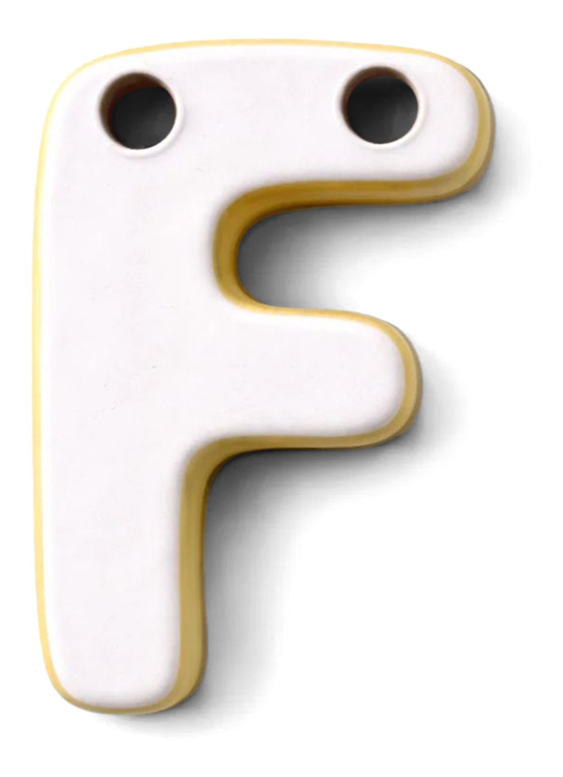Ceramics by Romy Letter F hanger 10 cm - voorkant 2 beige