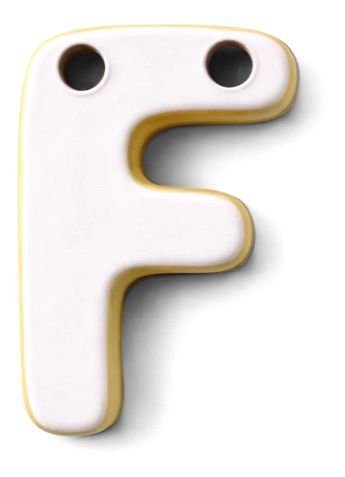 Ceramics by Romy Letter F hanger 10 cm - voorkant 2 geel