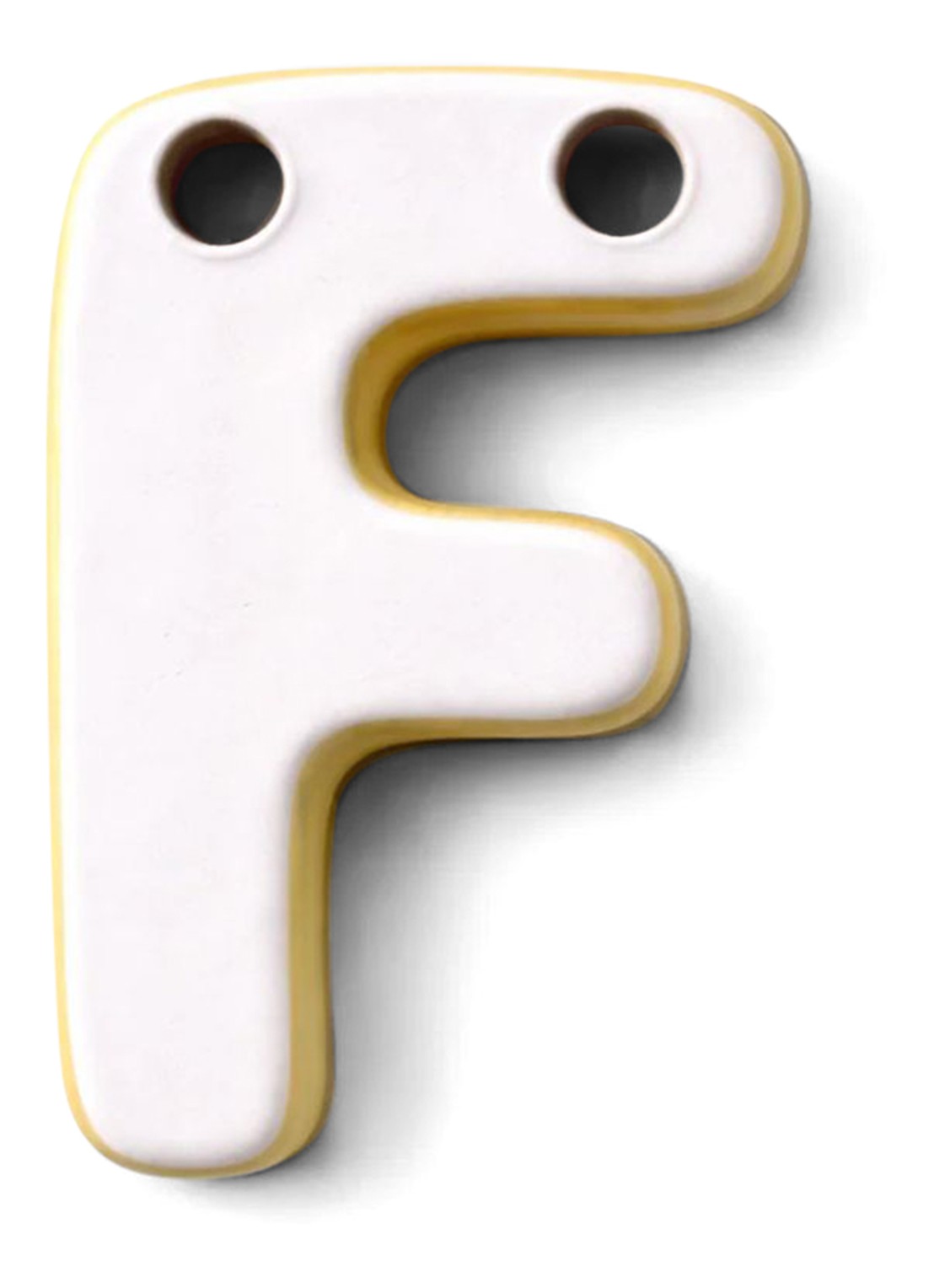 Ceramics by Romy Letter F hanger 10 cm - voorkant 2 zalmroze