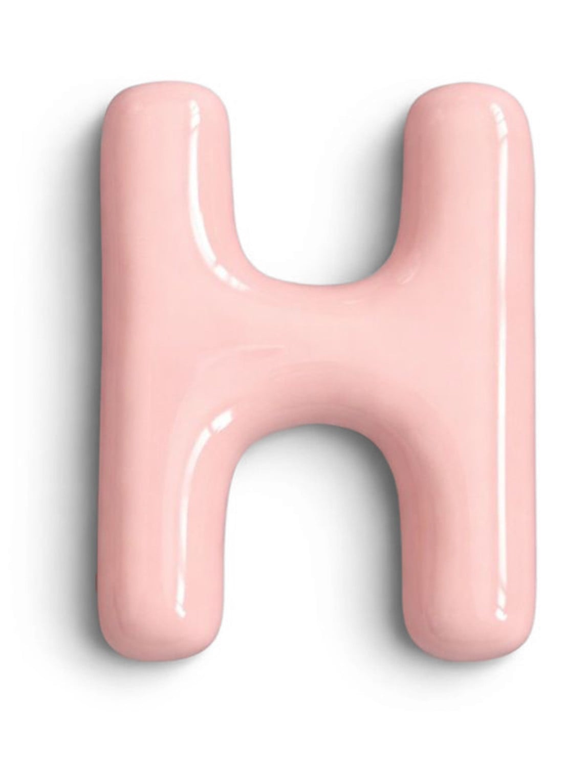 Ceramics by Romy Letter H hanger 10 cm - voorkant roze
