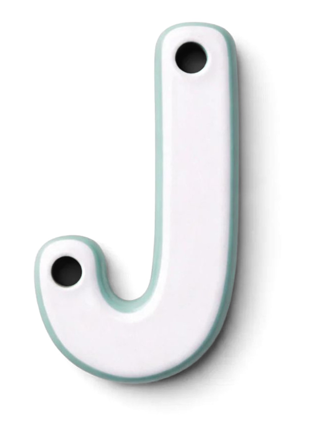 Ceramics by Romy Letter J hanger 10 cm - voorkant 2 gebroken wit
