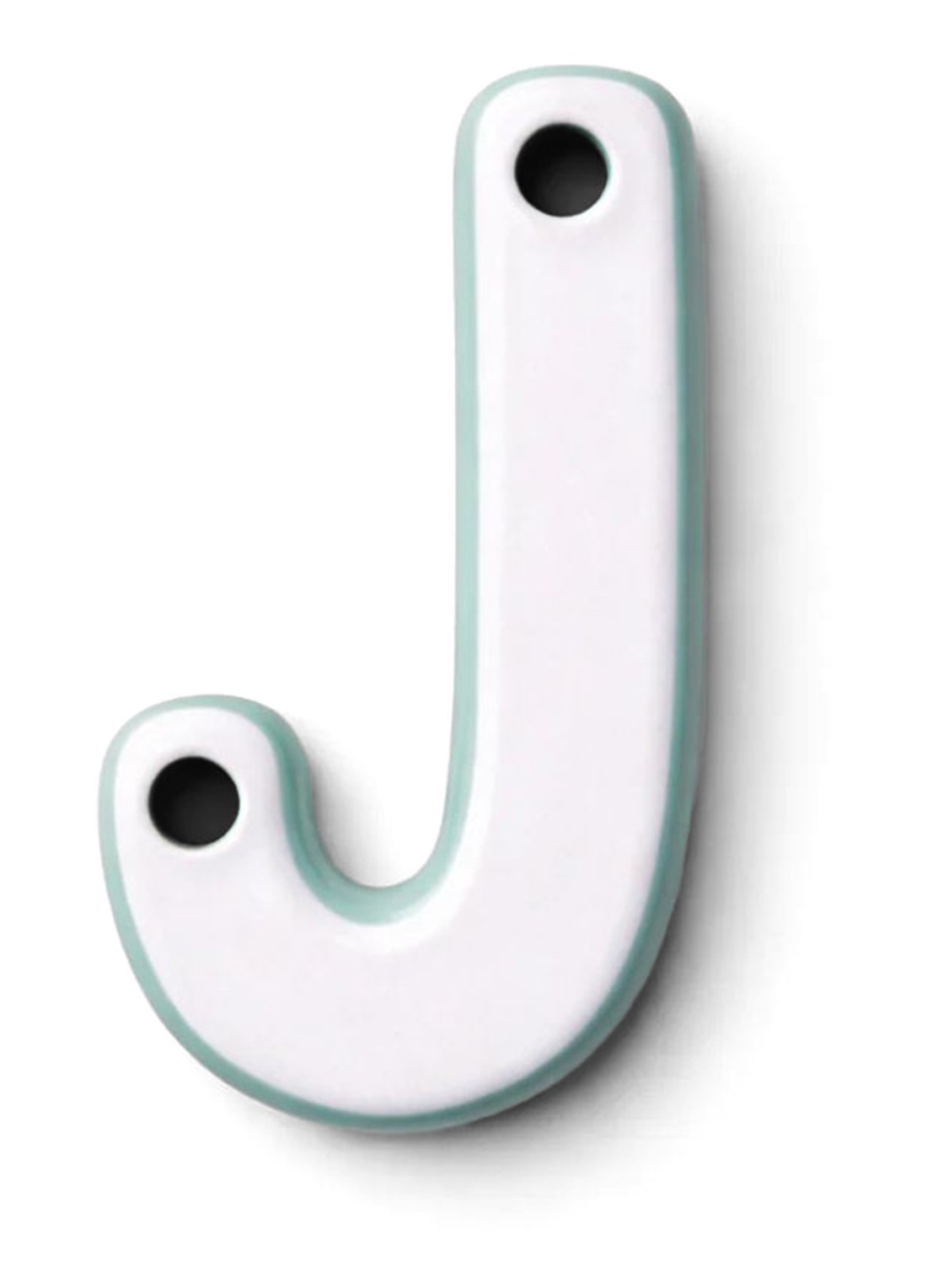 Ceramics by Romy Letter J hanger 10 cm - voorkant 2 lichtblauw