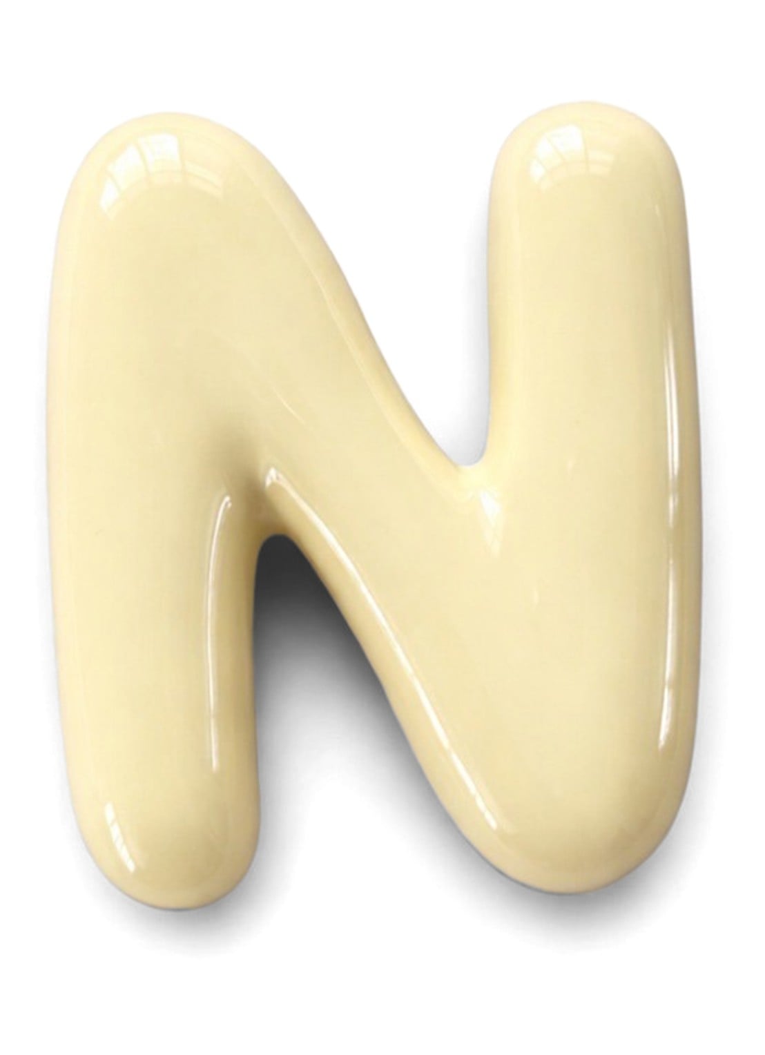 Ceramics by Romy Letter N hanger 10 cm - voorkant 2 gebroken wit
