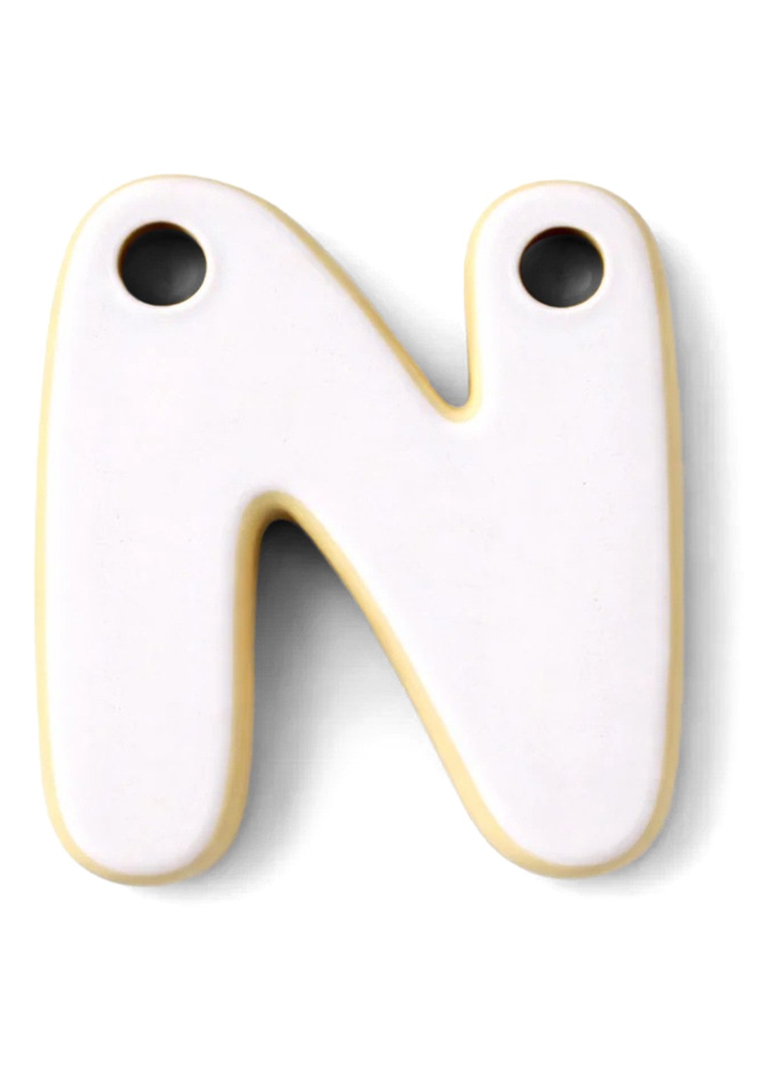Ceramics by Romy Letter N hanger 10 cm - voorkant 2 geel